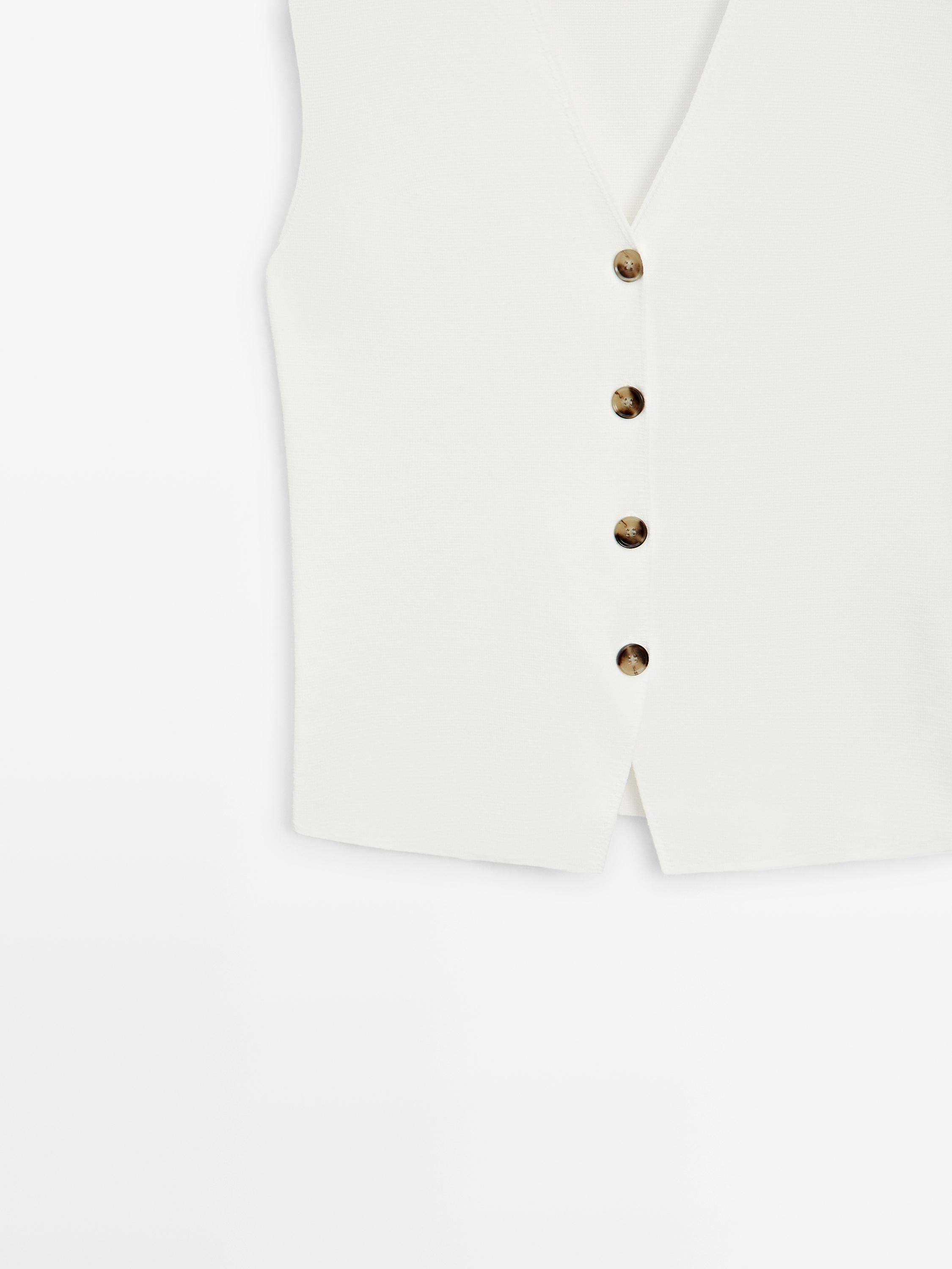 Knit waistcoat with button details — WHITE