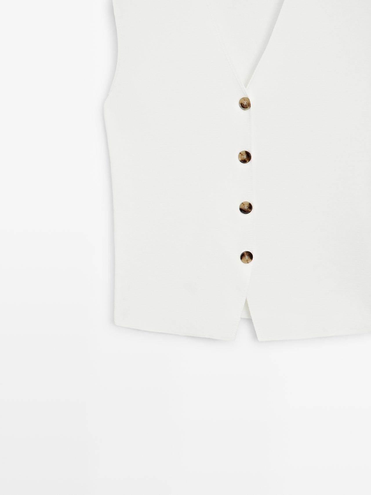 Knit waistcoat with button details — WHITE