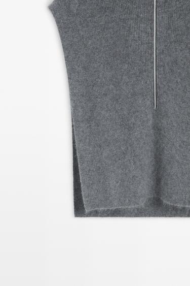 100% cashmere hooded knit vest — GREY 7