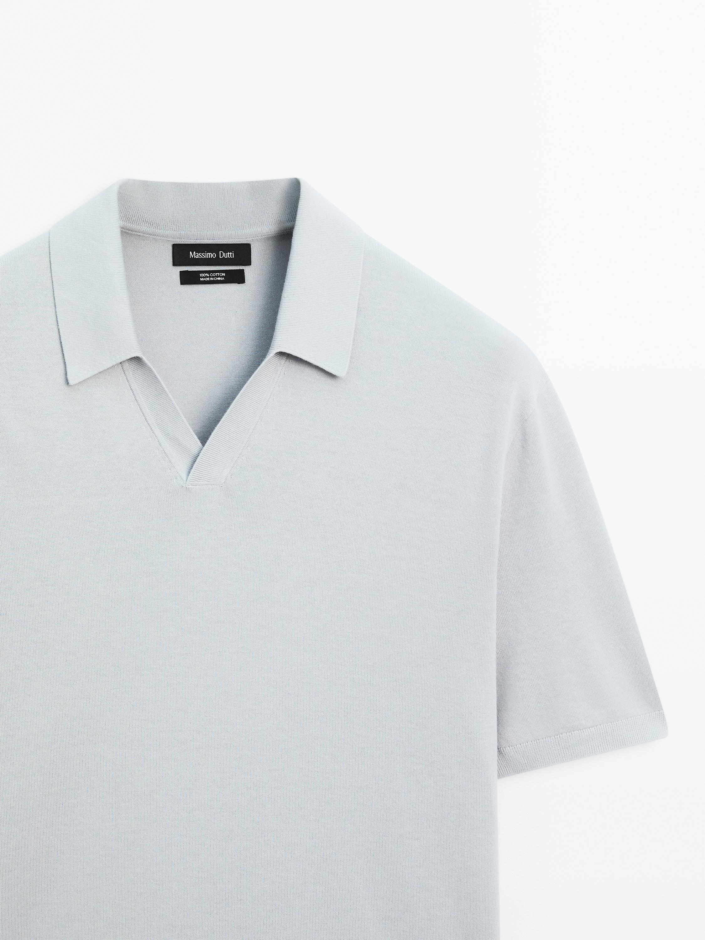 Short sleeve cotton knit polo shirt