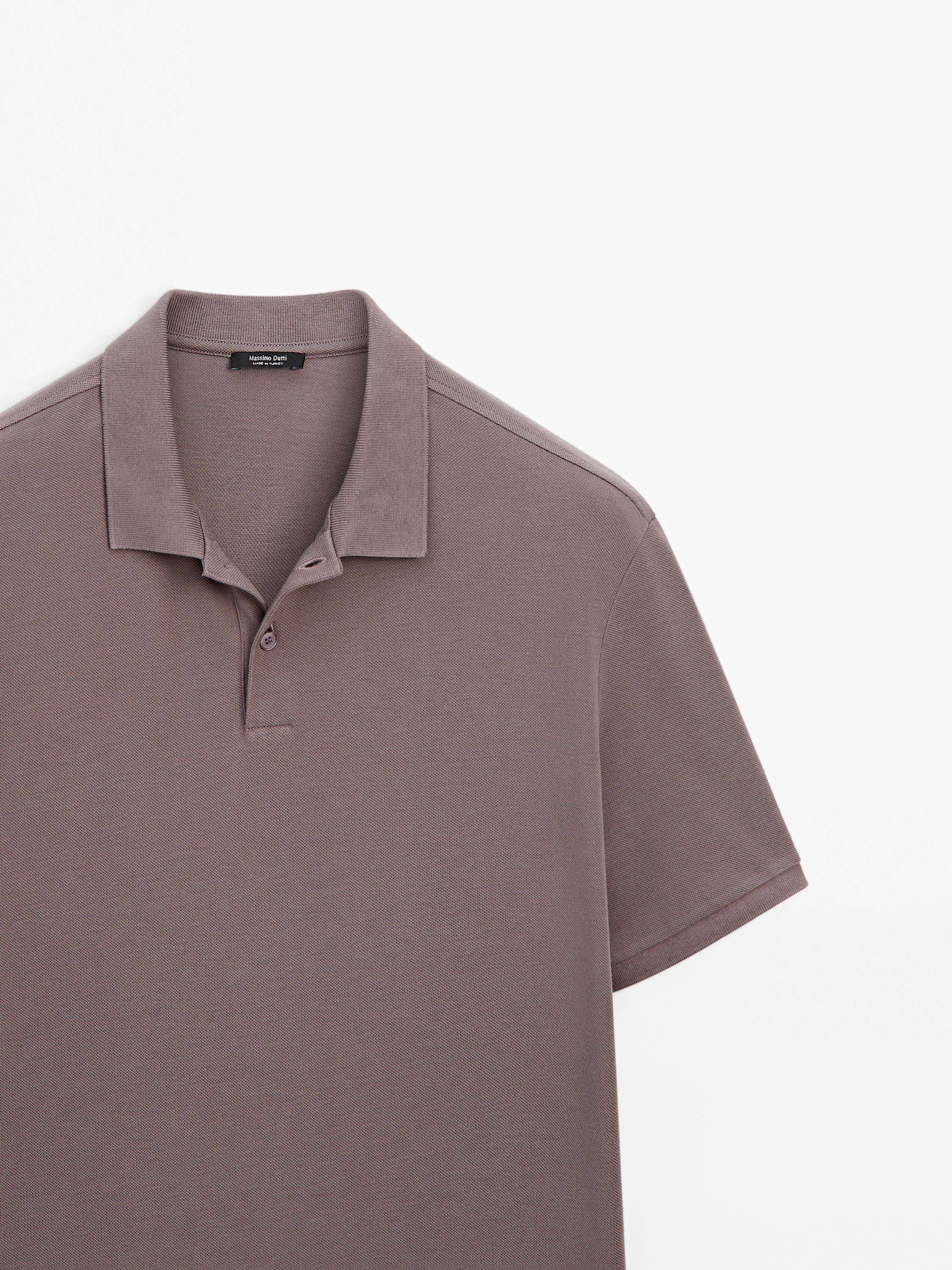 Micro textured piqué cotton polo shirt
