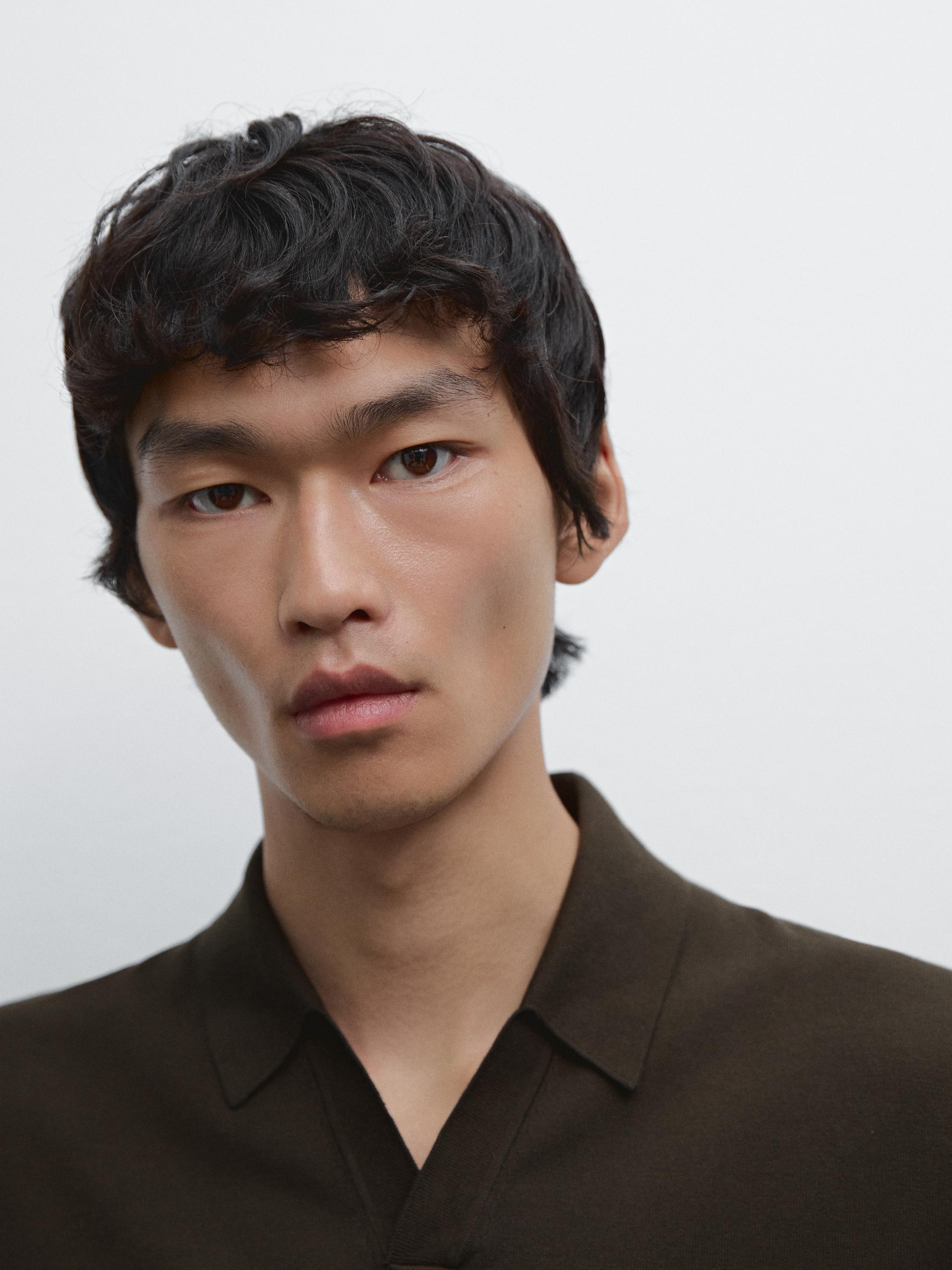 Short sleeve cotton knit polo shirt