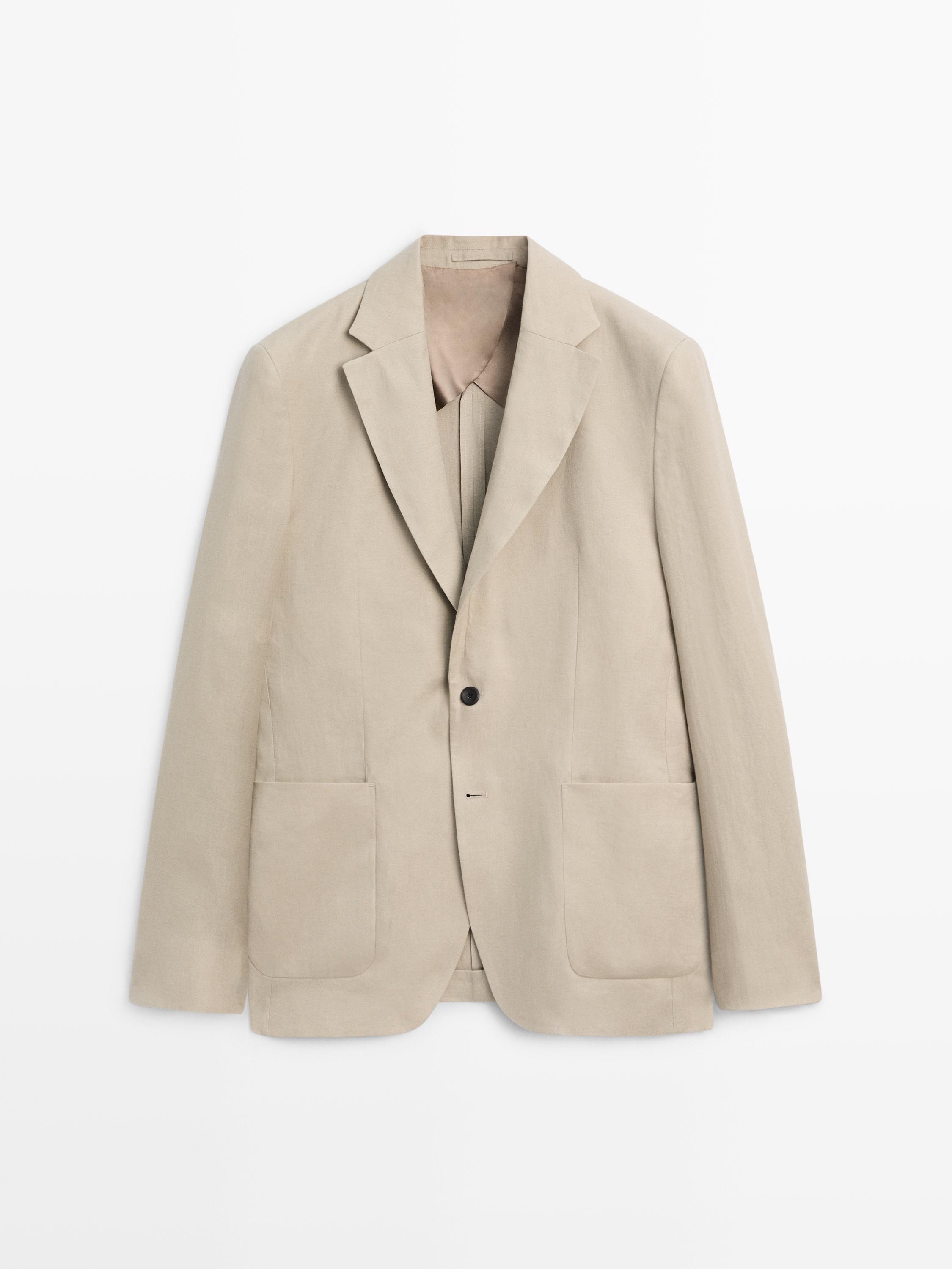 100% linen suit blazer — BEIGE