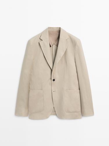 100% linen suit blazer — BEIGE 2