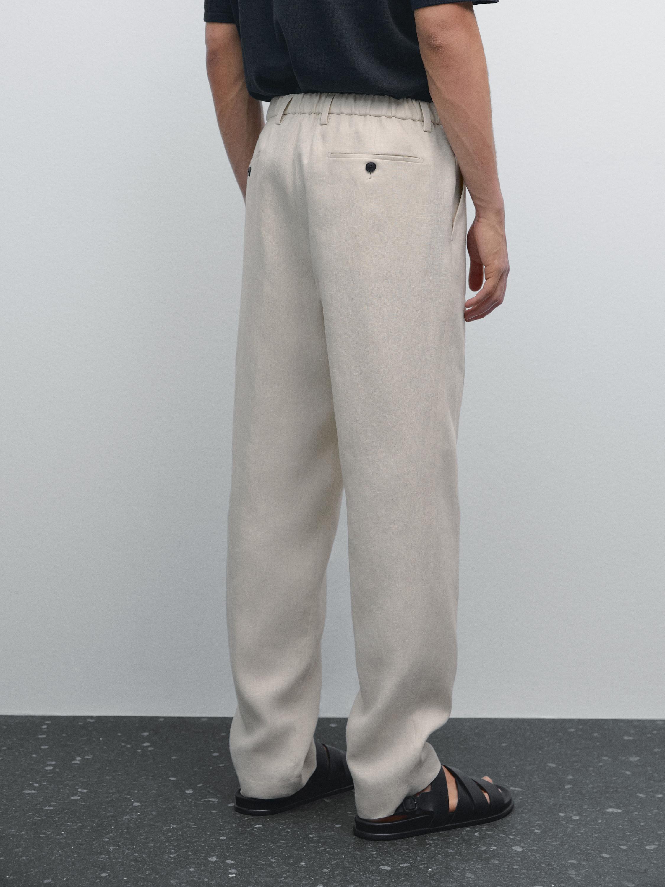 Pantalón regular fit 100% lino