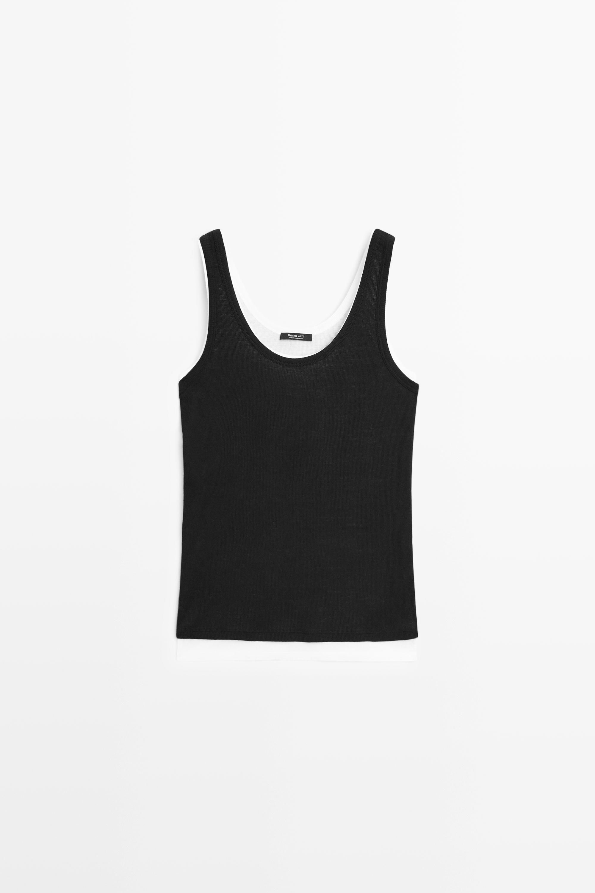 100% cotton ribbed double-layer top
