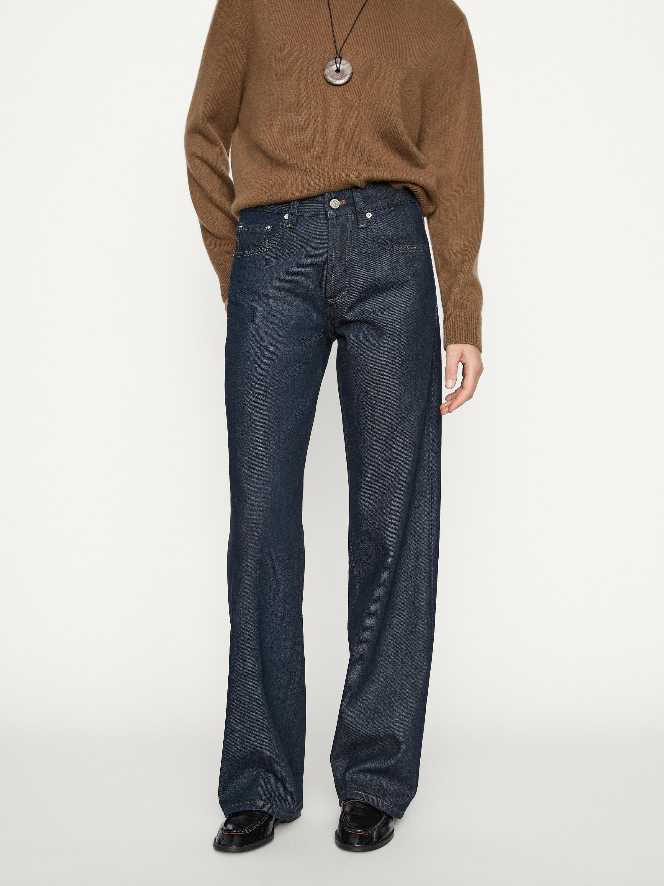 Mid-rise wide-leg full length jeans