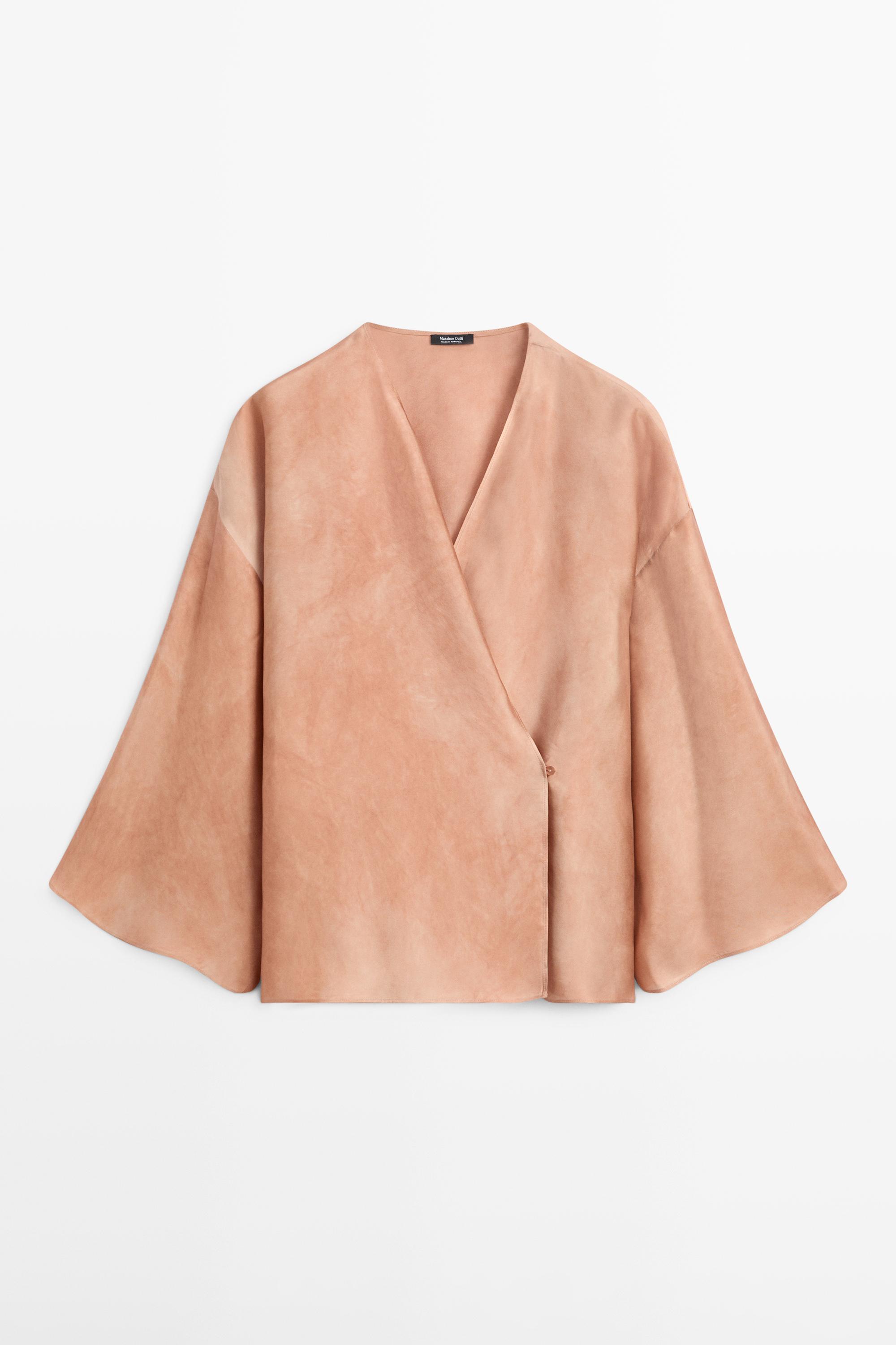 Flowing surplice blouse