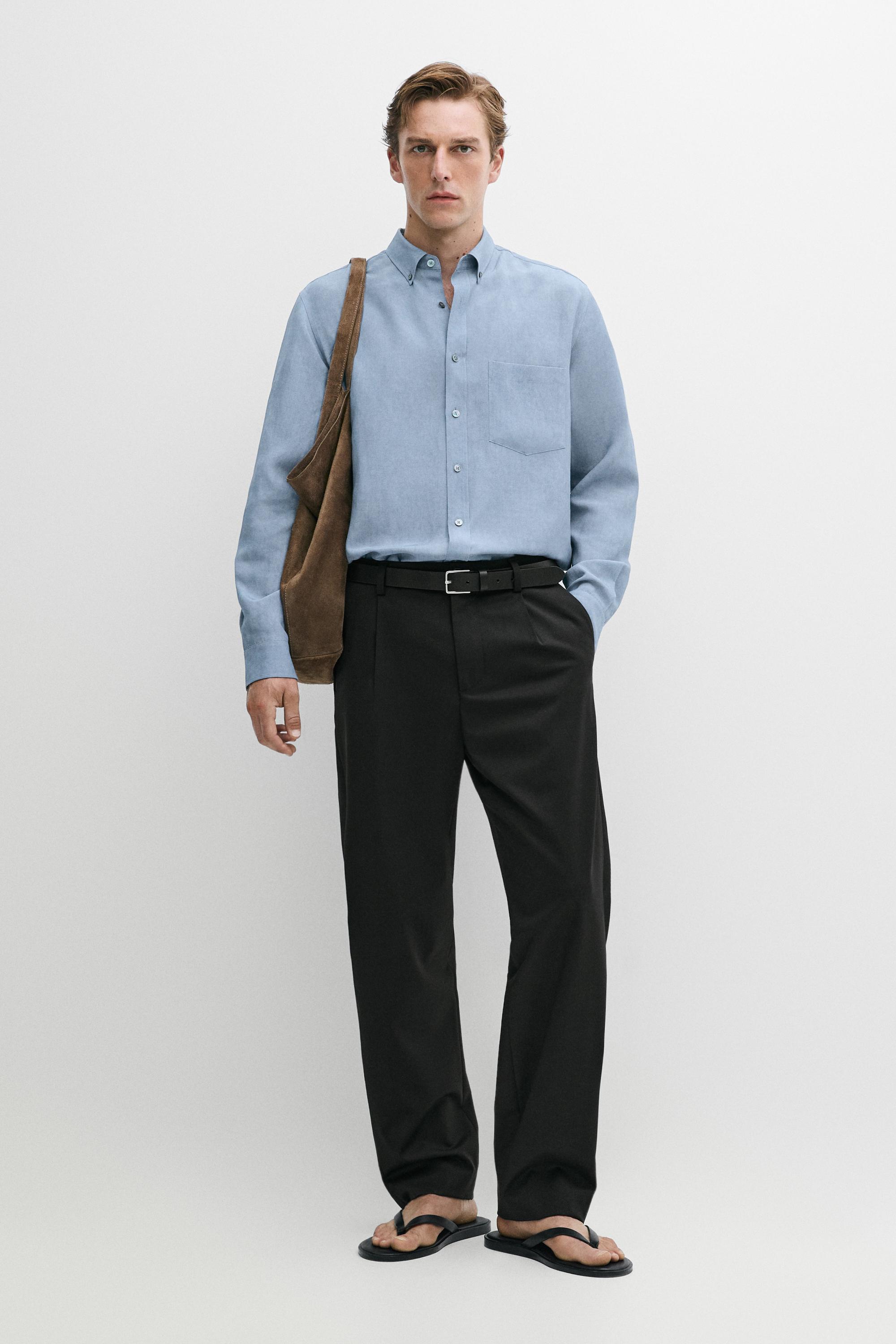 Camisa fluida regular fit liocel lino