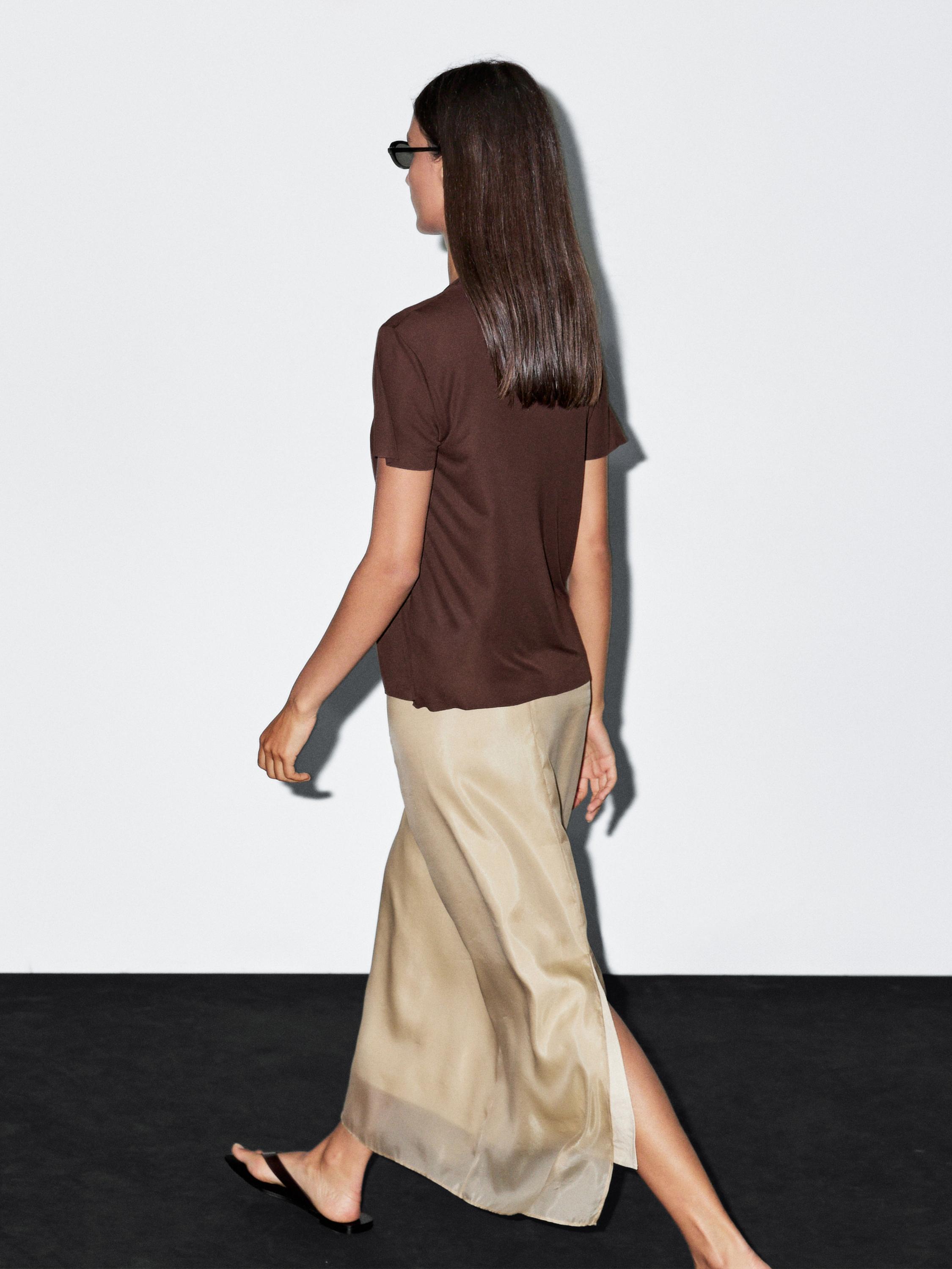 Dvojvrstvová midi sukňa z hodvábnej zmesi