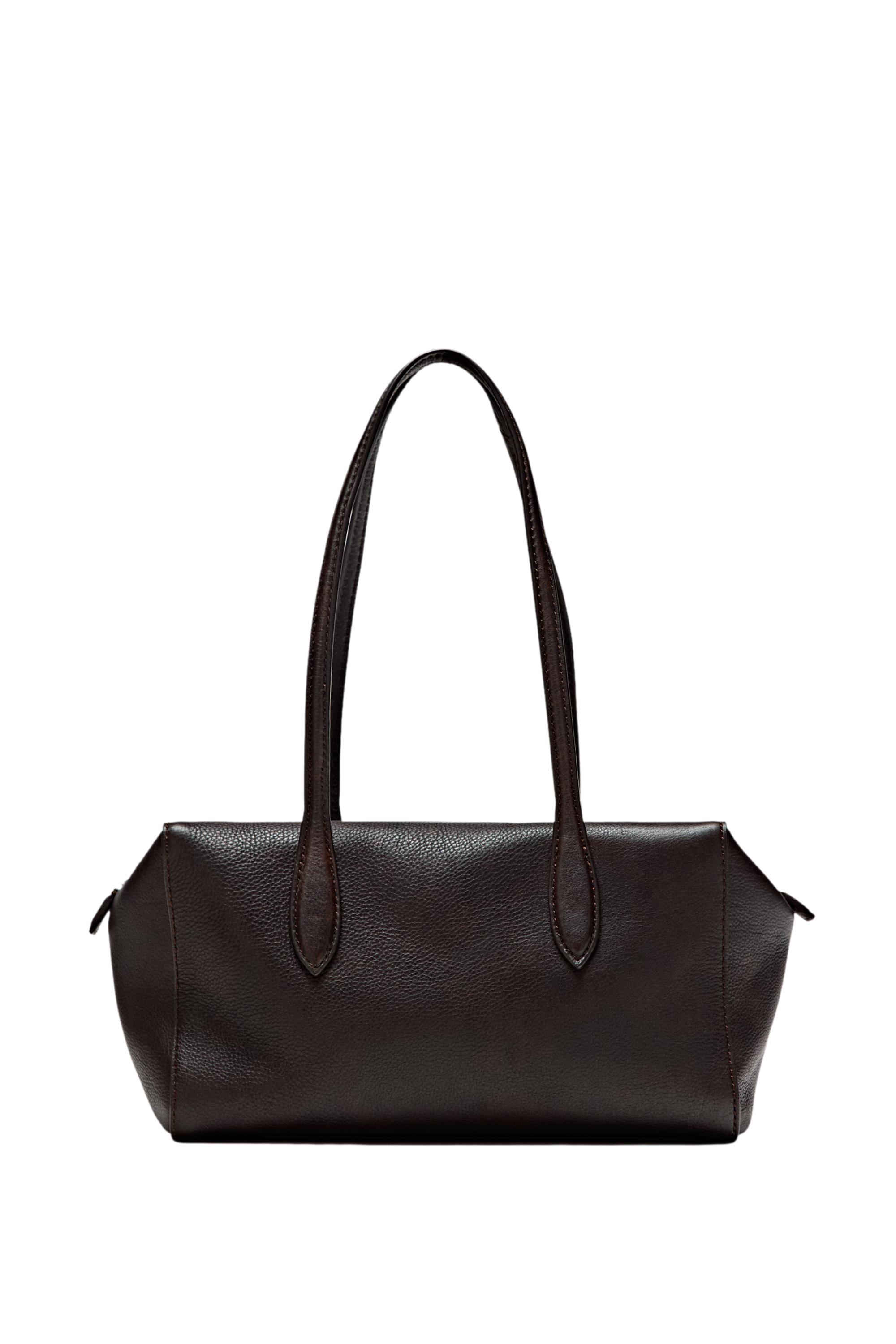 Nappa leather mini satchel — BROWN
