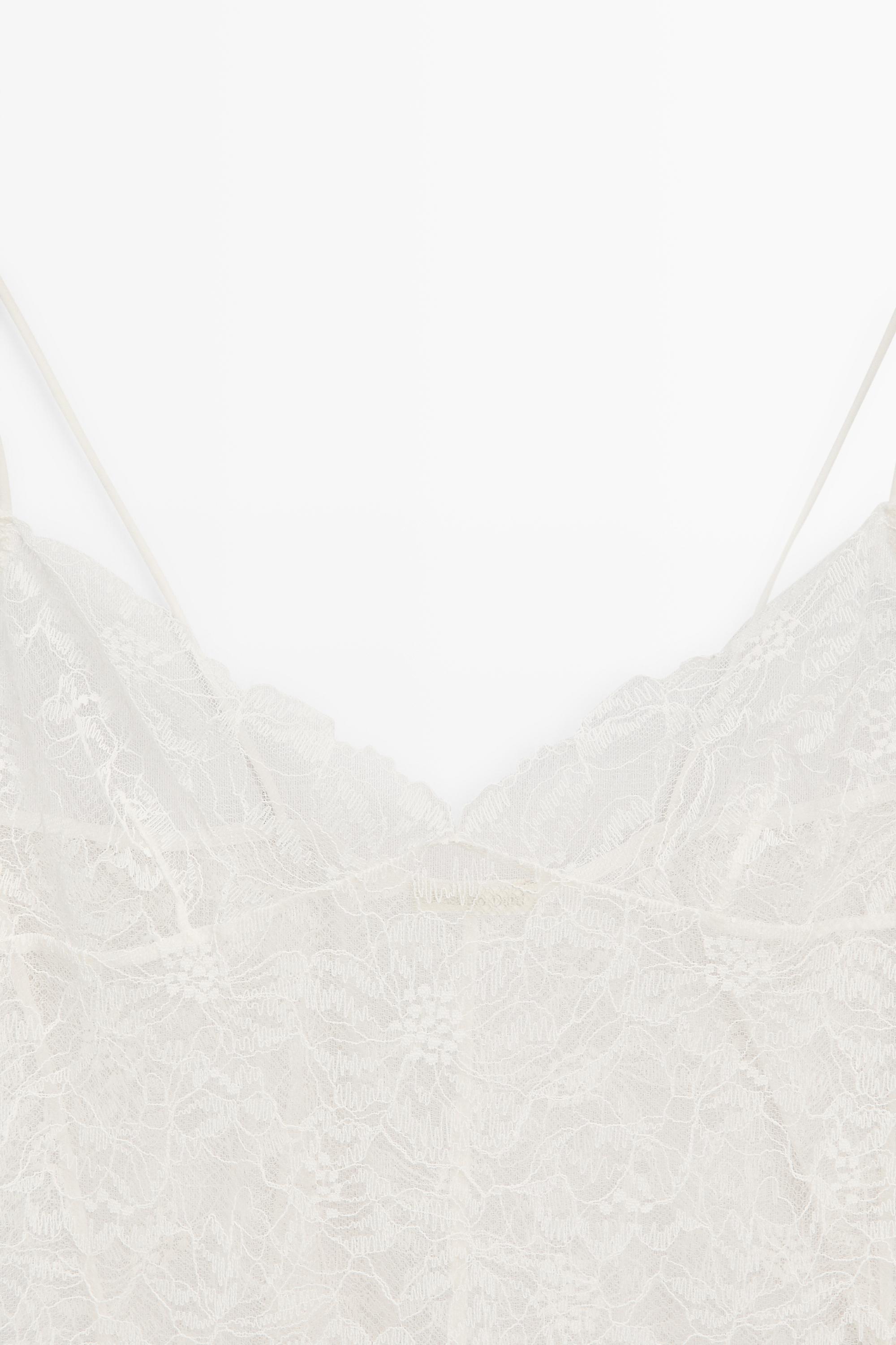 Strappy floral lace top — CREAM