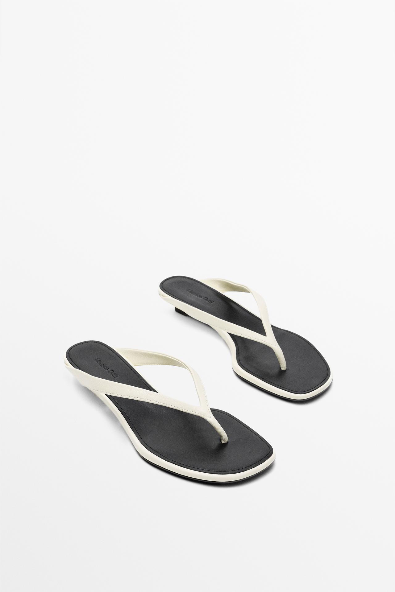 Mid-heel sandals with toe divider — WHITE