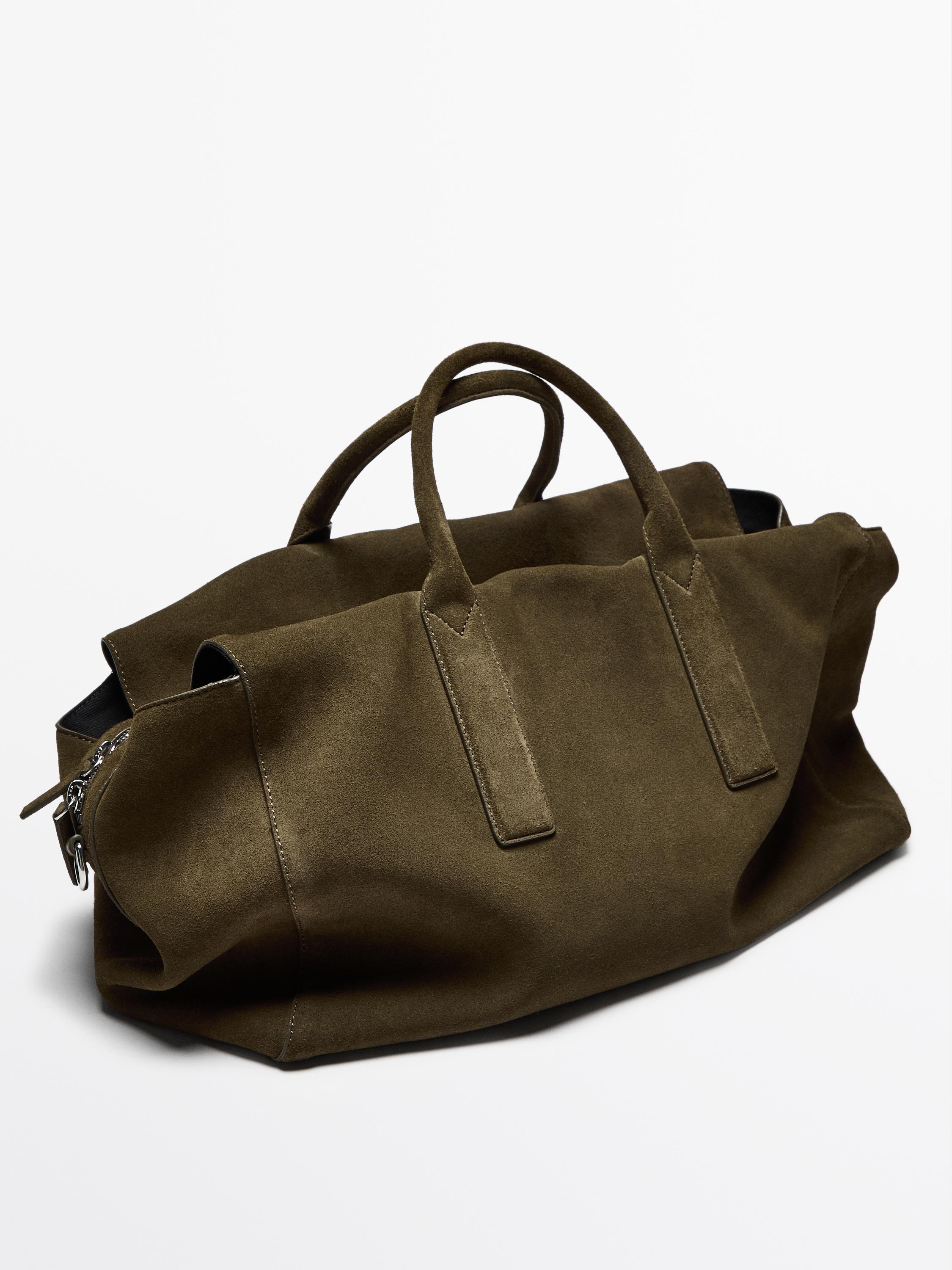 Split suede leather travel bag