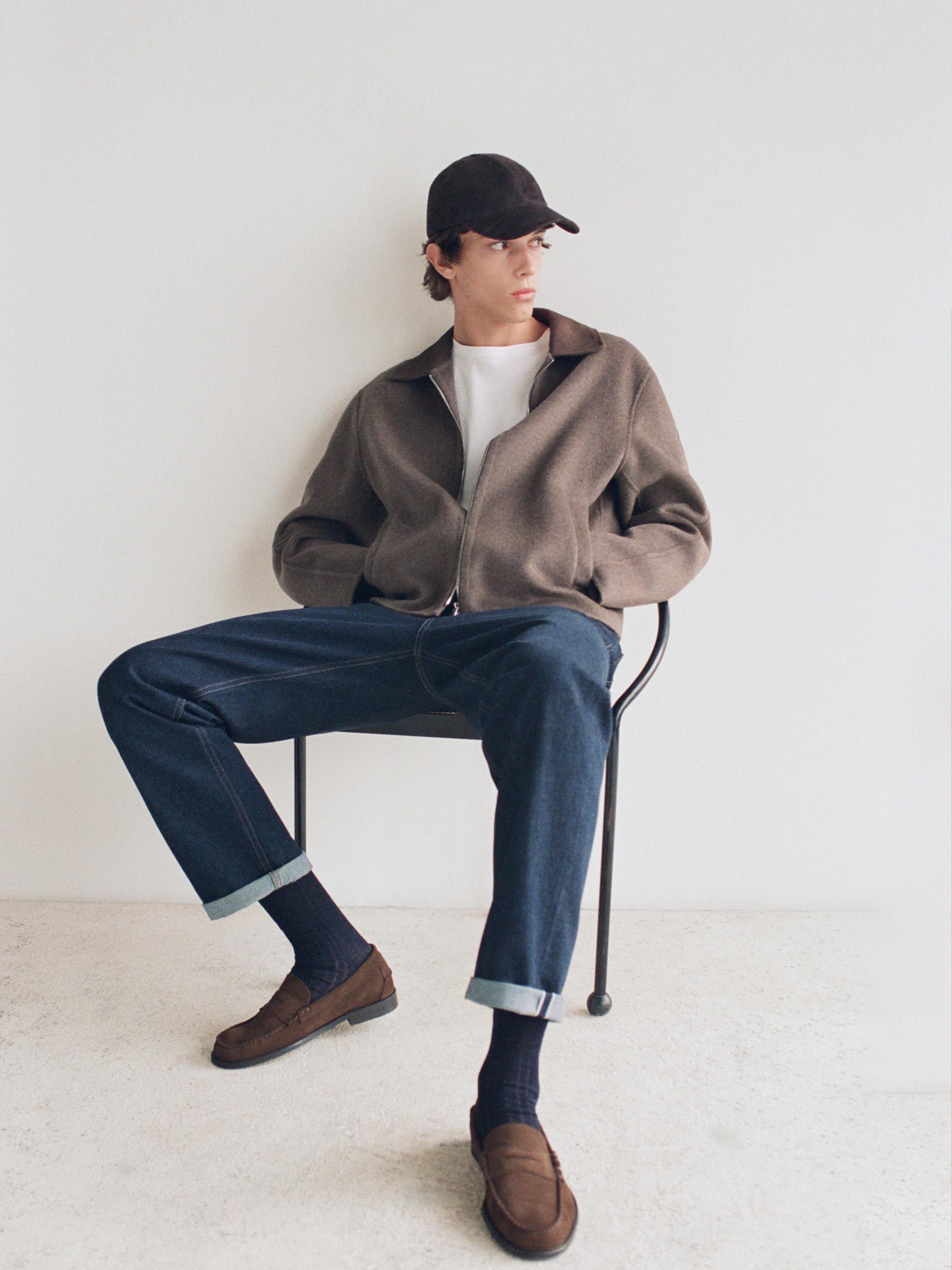 Split suede penny loafers