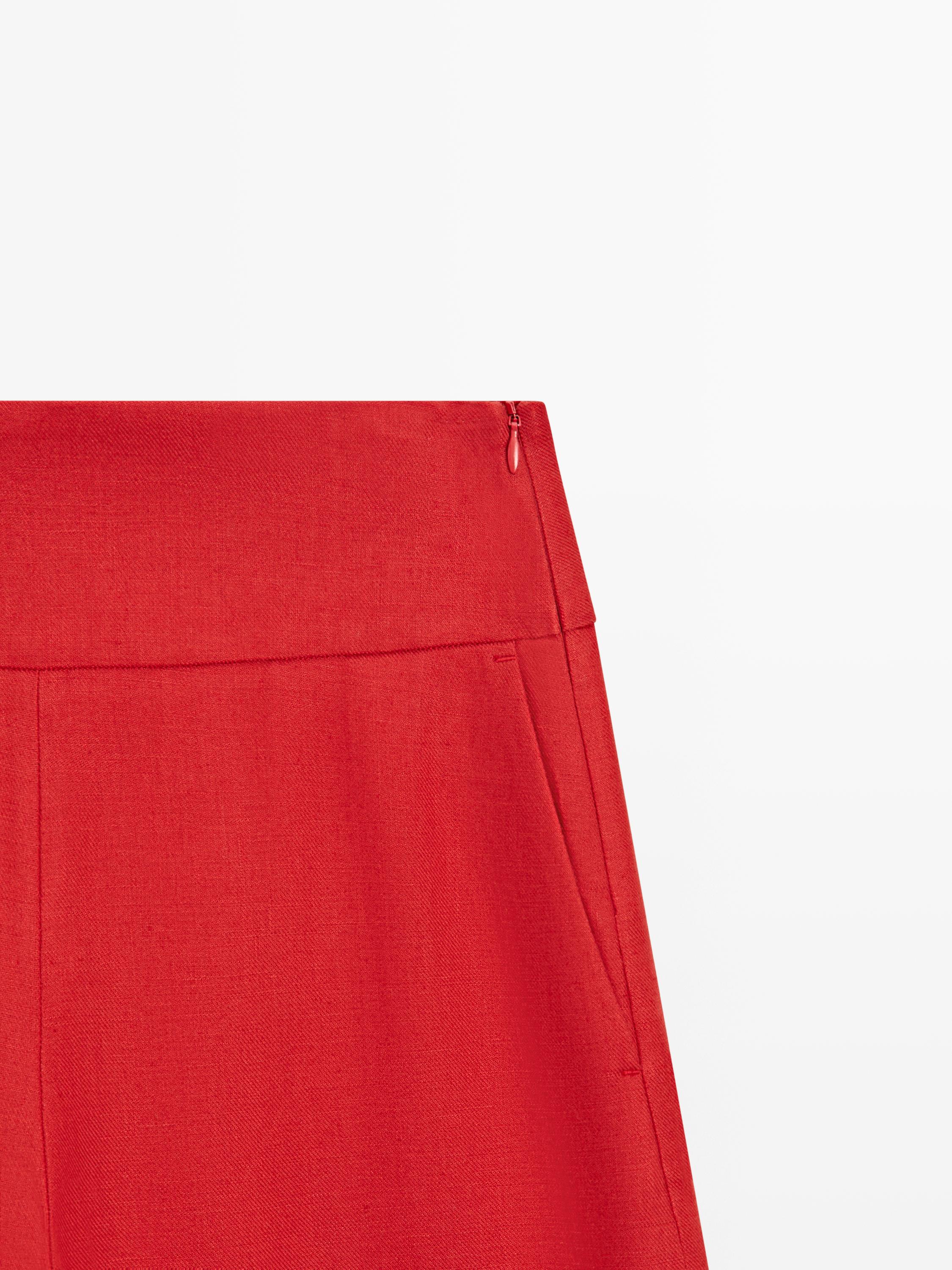Voluminous linen trousers — RED