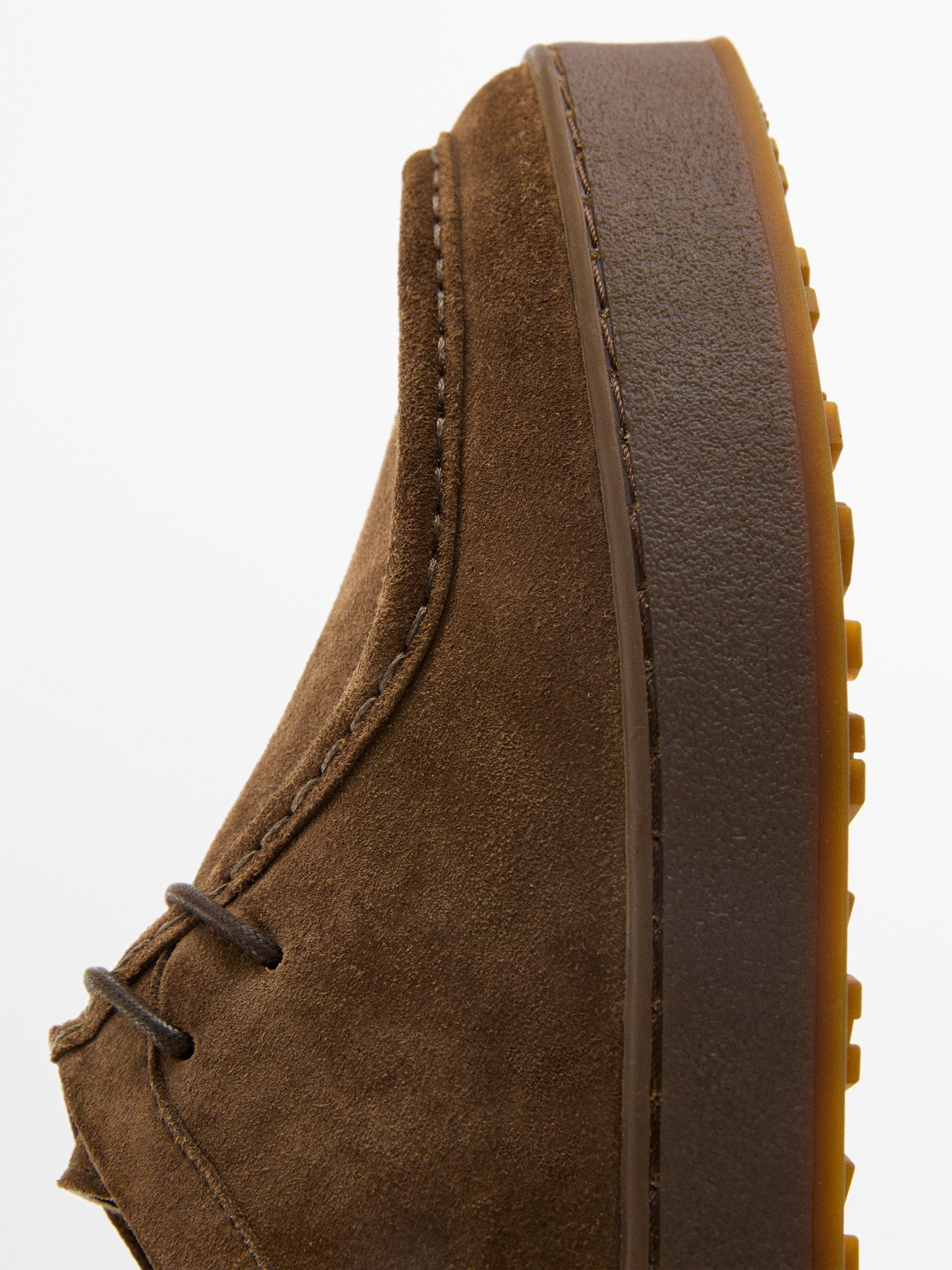 Leather shoes with moc toe and chunky sole — BROWN