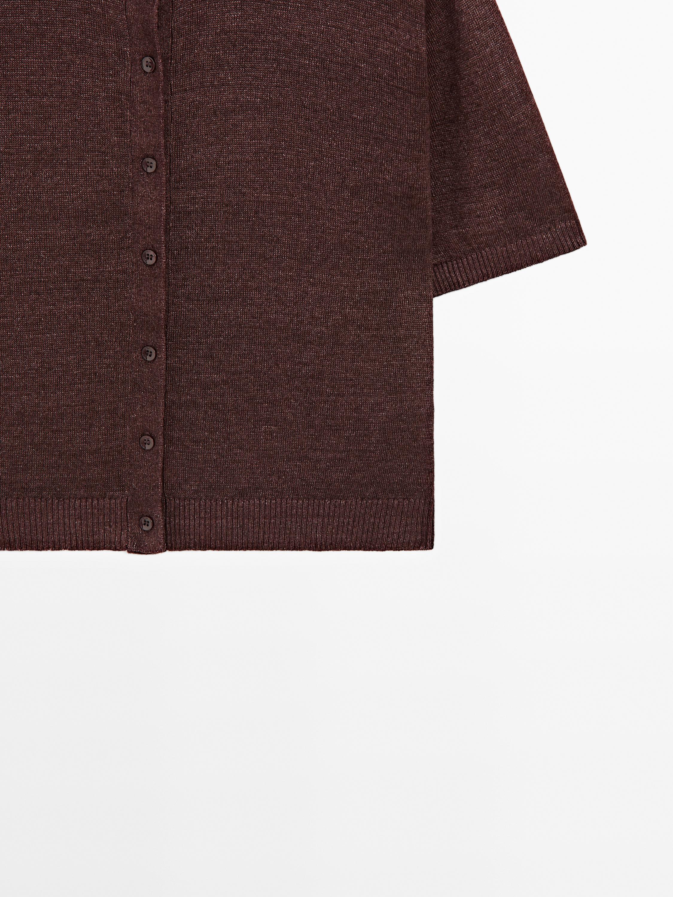 100% linen short sleeve cardigan
