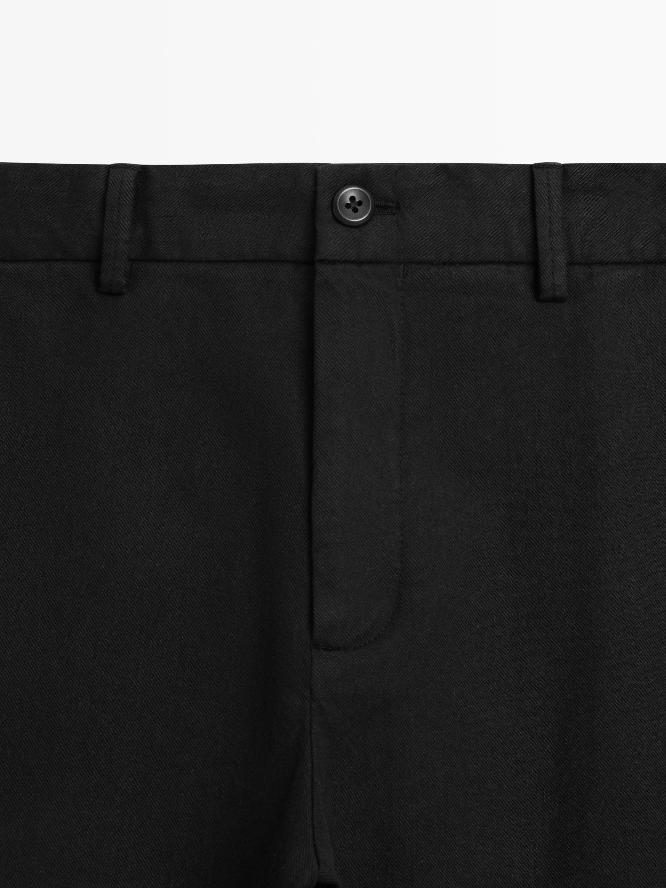 Cotton twill pants with elasticated waistband — BLACK