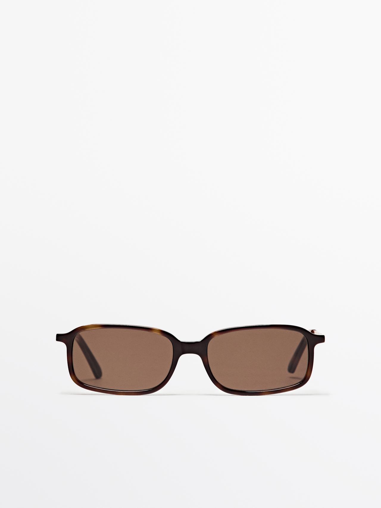 Lunettes De Soleil Rectangulaires Contrastantes - Marron - 01 - Massimo Dutti - Femme