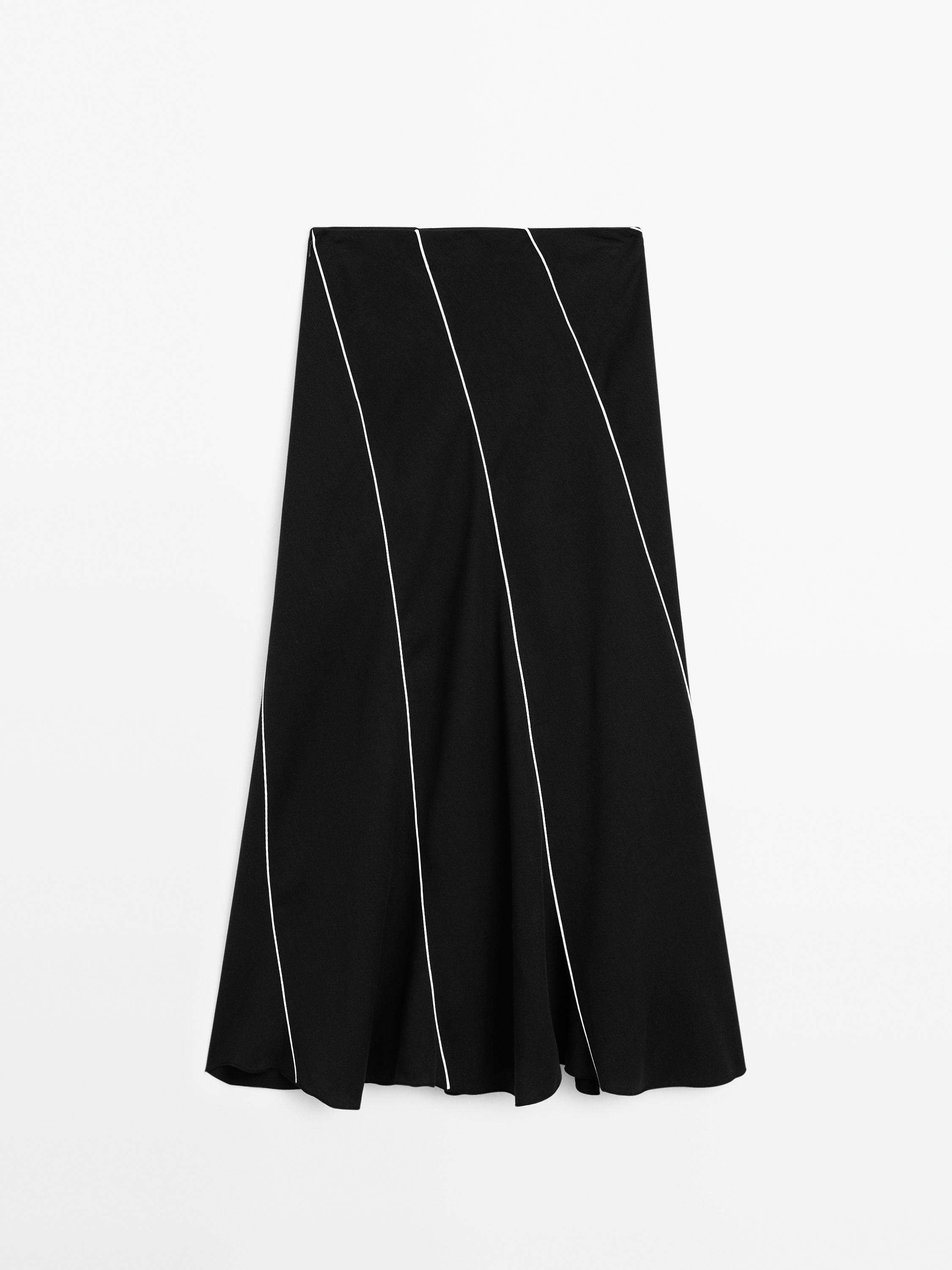 ★Massimo Dutti★ Sim Detail Flare Linen Blend Skirt Flounce linen blend midi skirt · Beige · Smart / Skirts