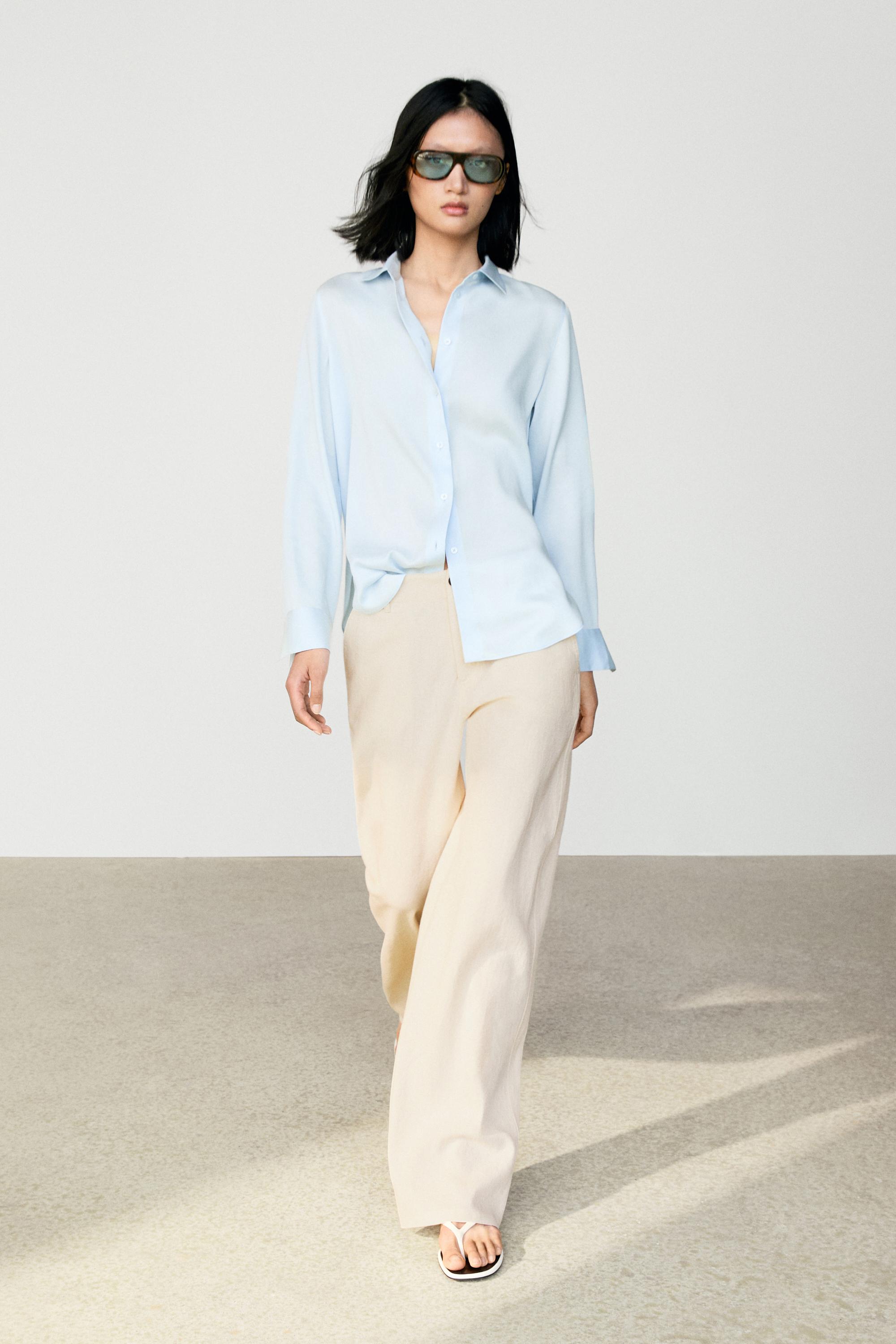 Fluid lyocell shirt — SKY BLUE