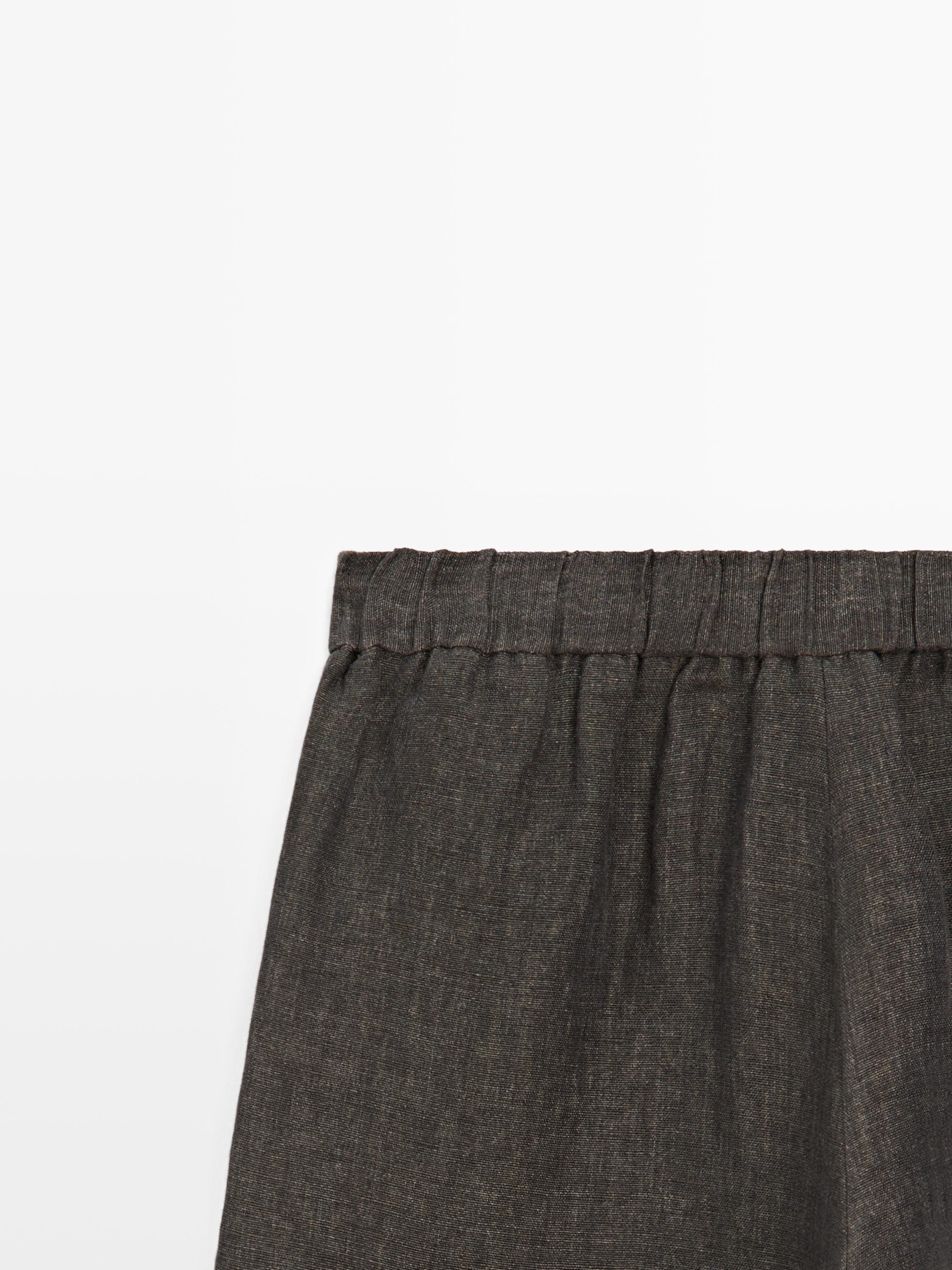 Linen barrel fit trousers — Chocolate