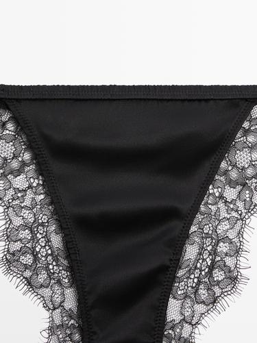 Silk briefs with lace detail — BLACK 5