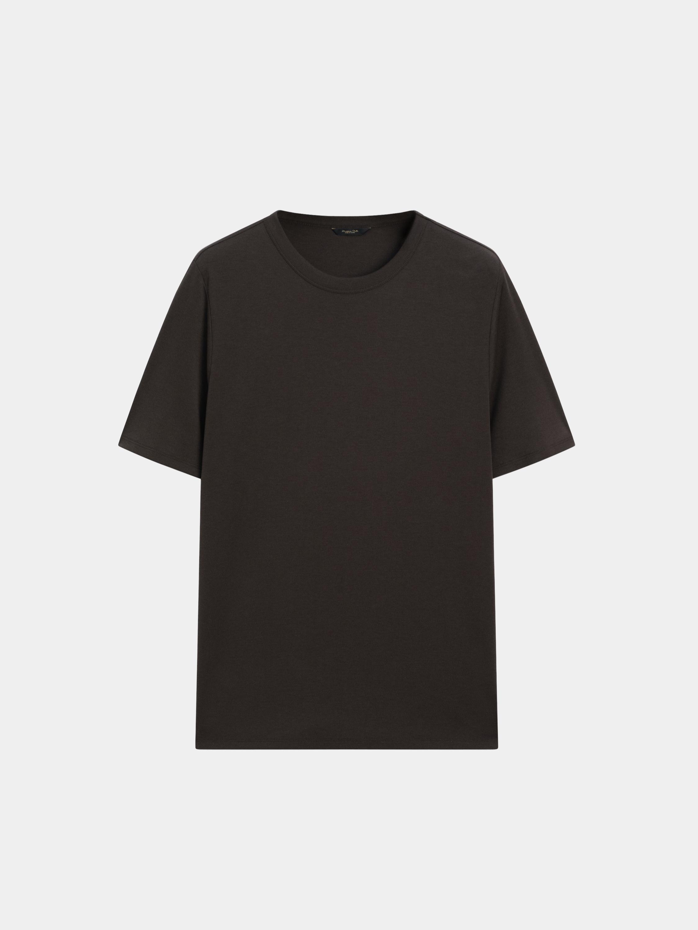 Short sleeve cotton and silk T-shirt — CHARCOAL GREY