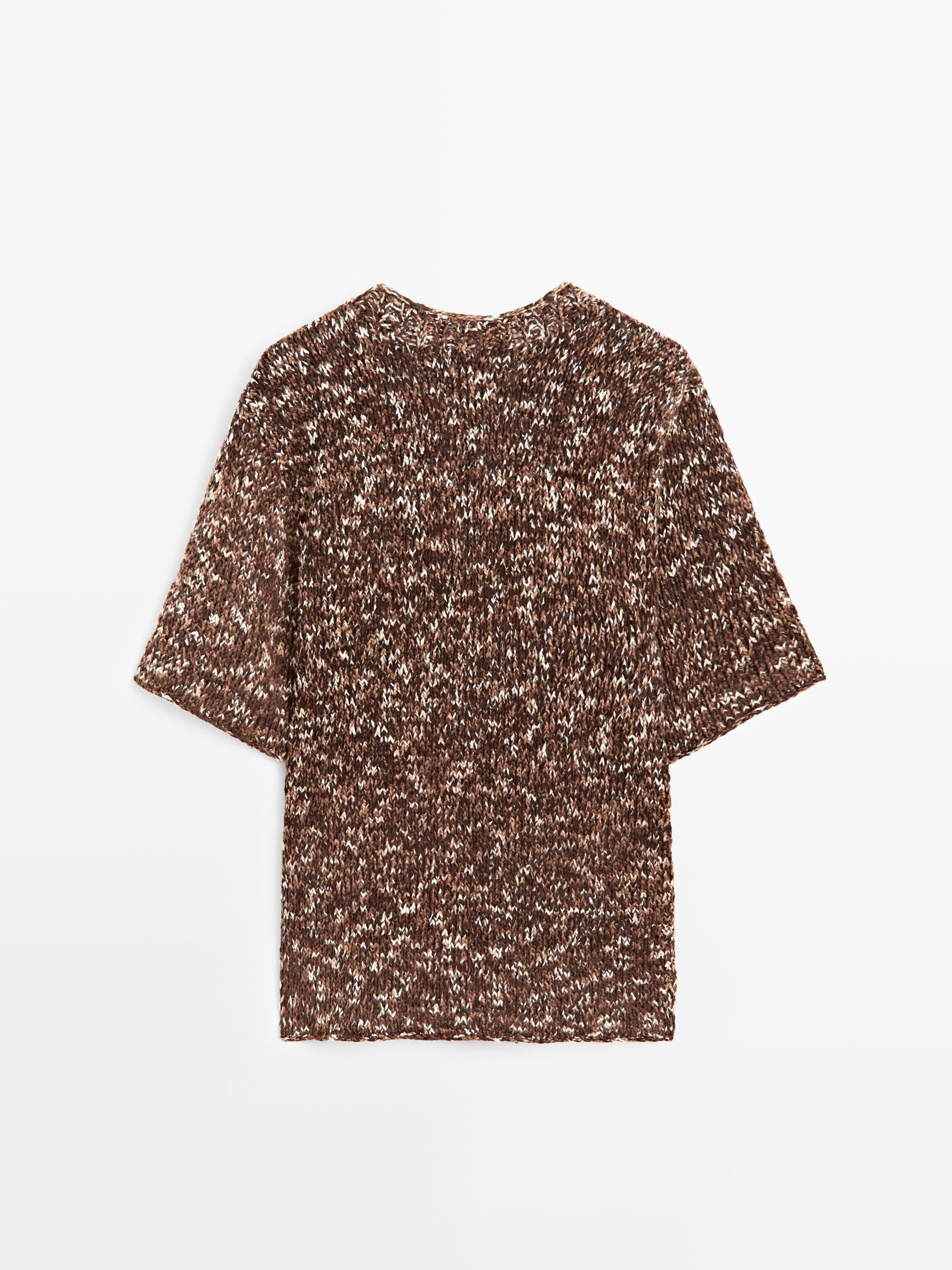 Contrast knit and leather sweater - LIMITED