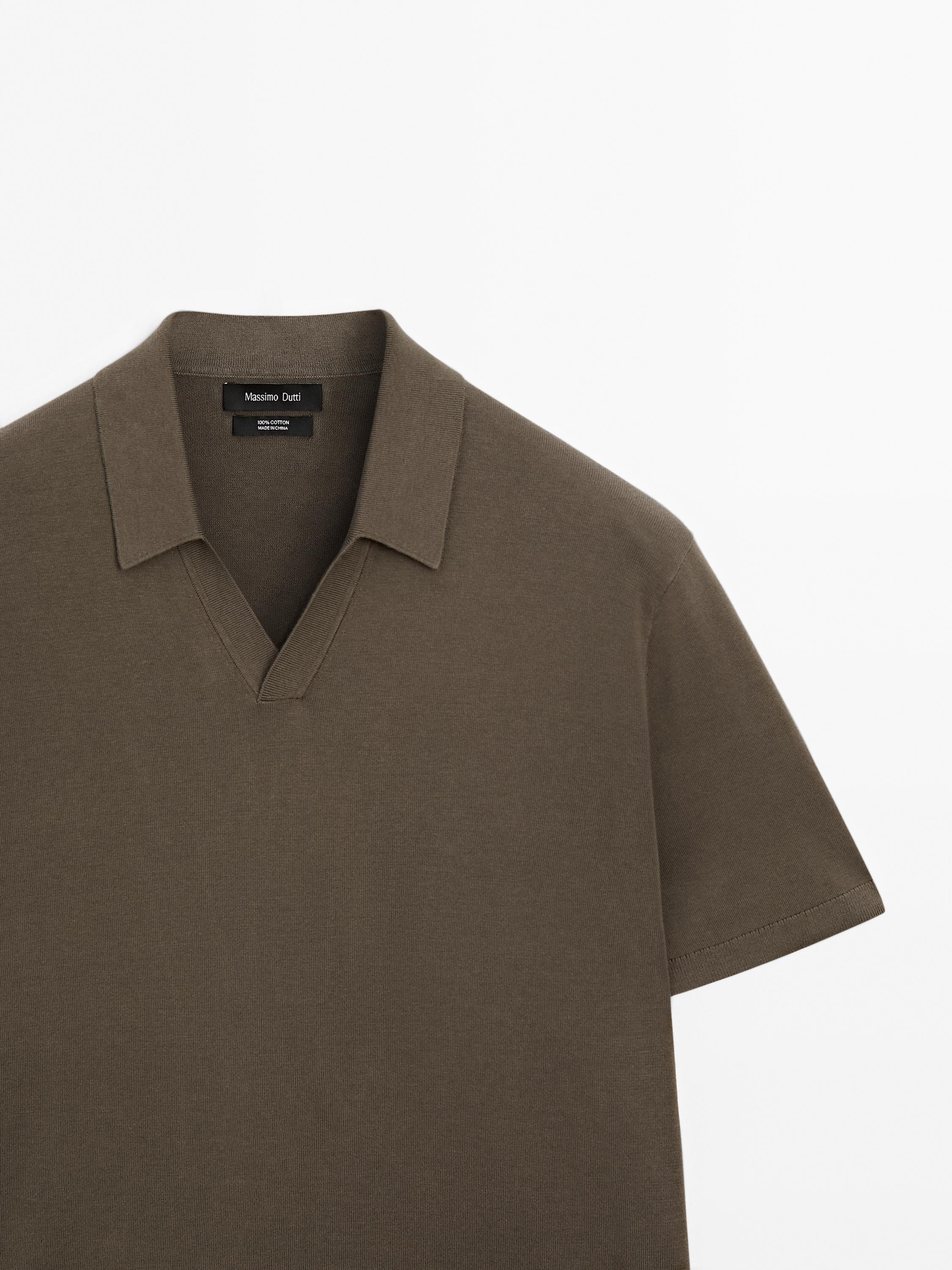 Short sleeve cotton knit polo shirt