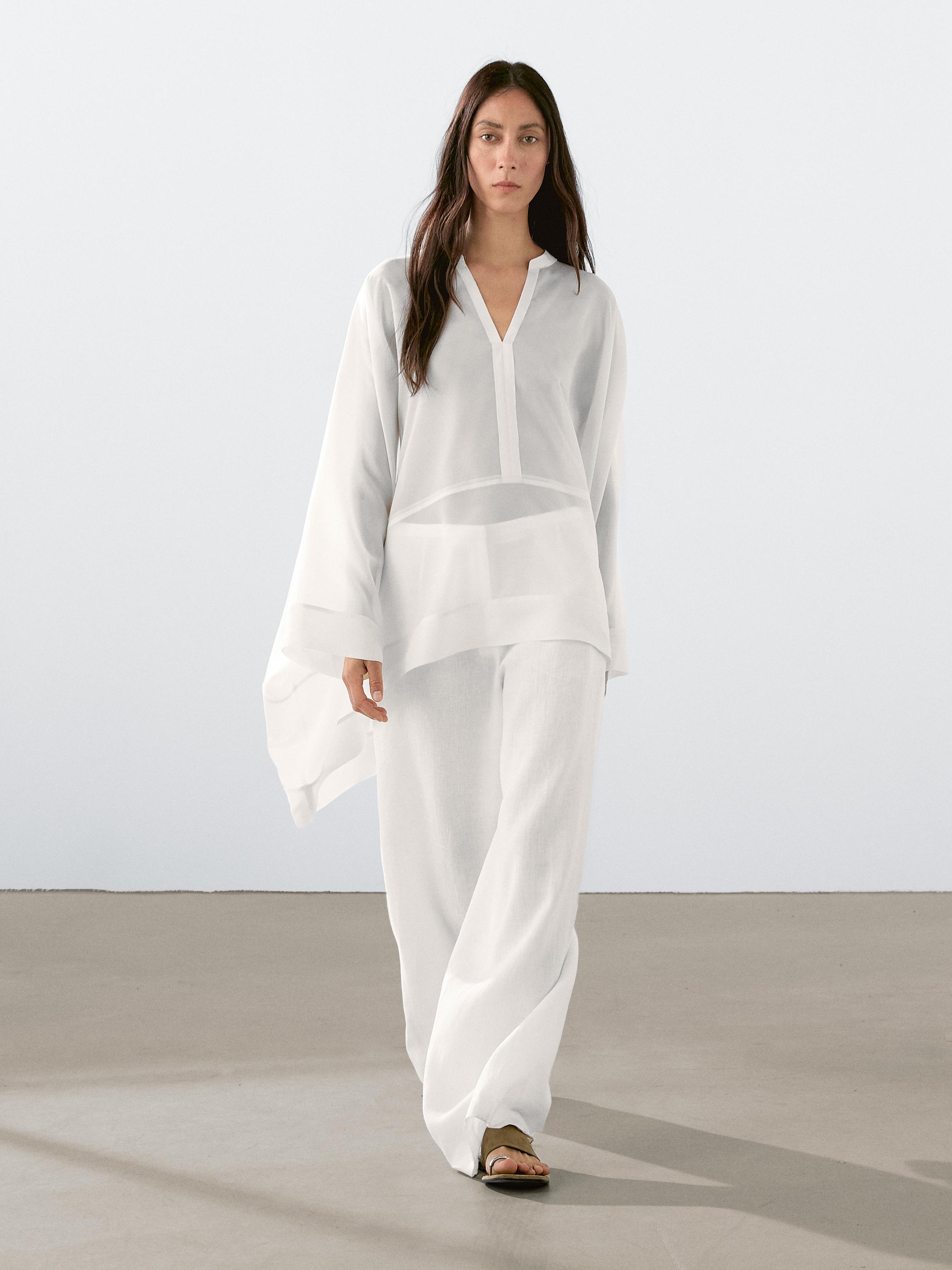 Semitransparent long flowing shirt