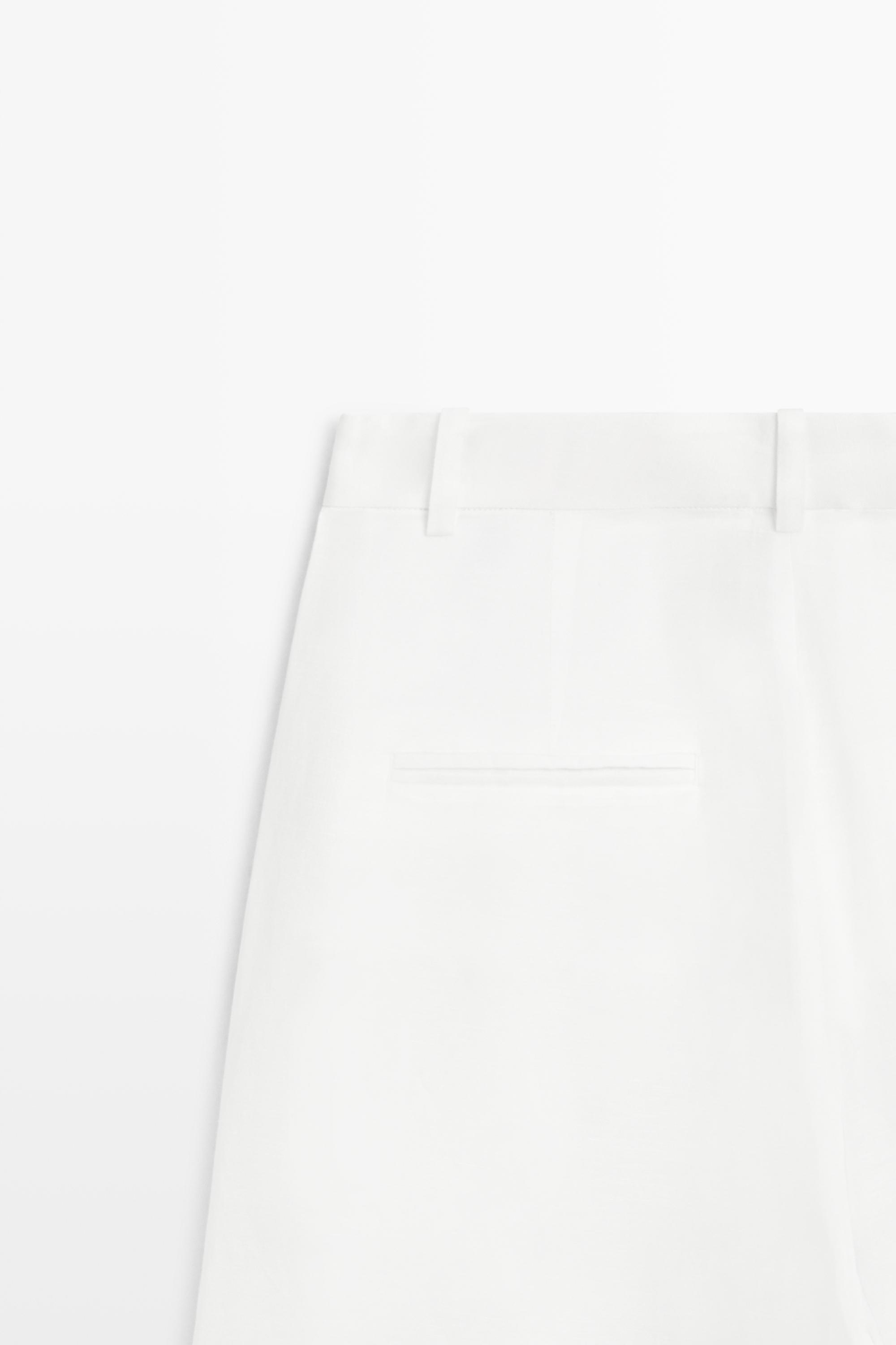 Flowing linen blend pants with seams — WHITE