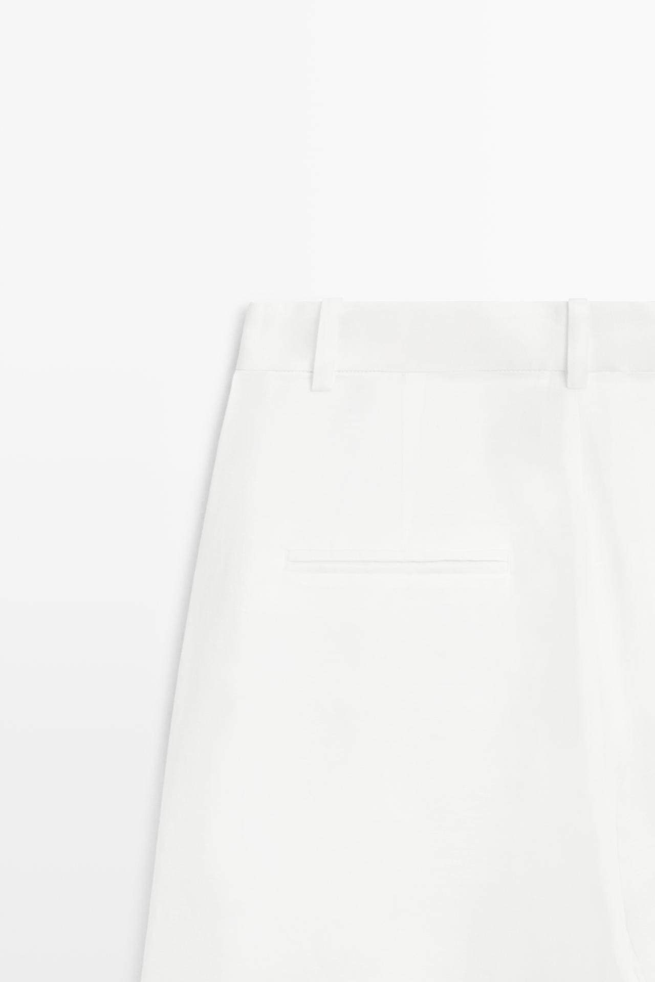 Flowing linen blend pants with seams — WHITE