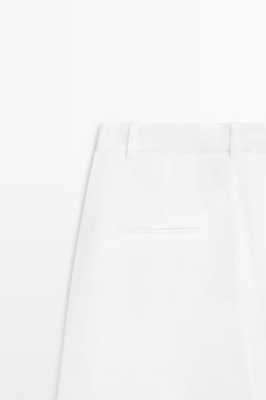 Flowing linen blend pants with seams — WHITE 9