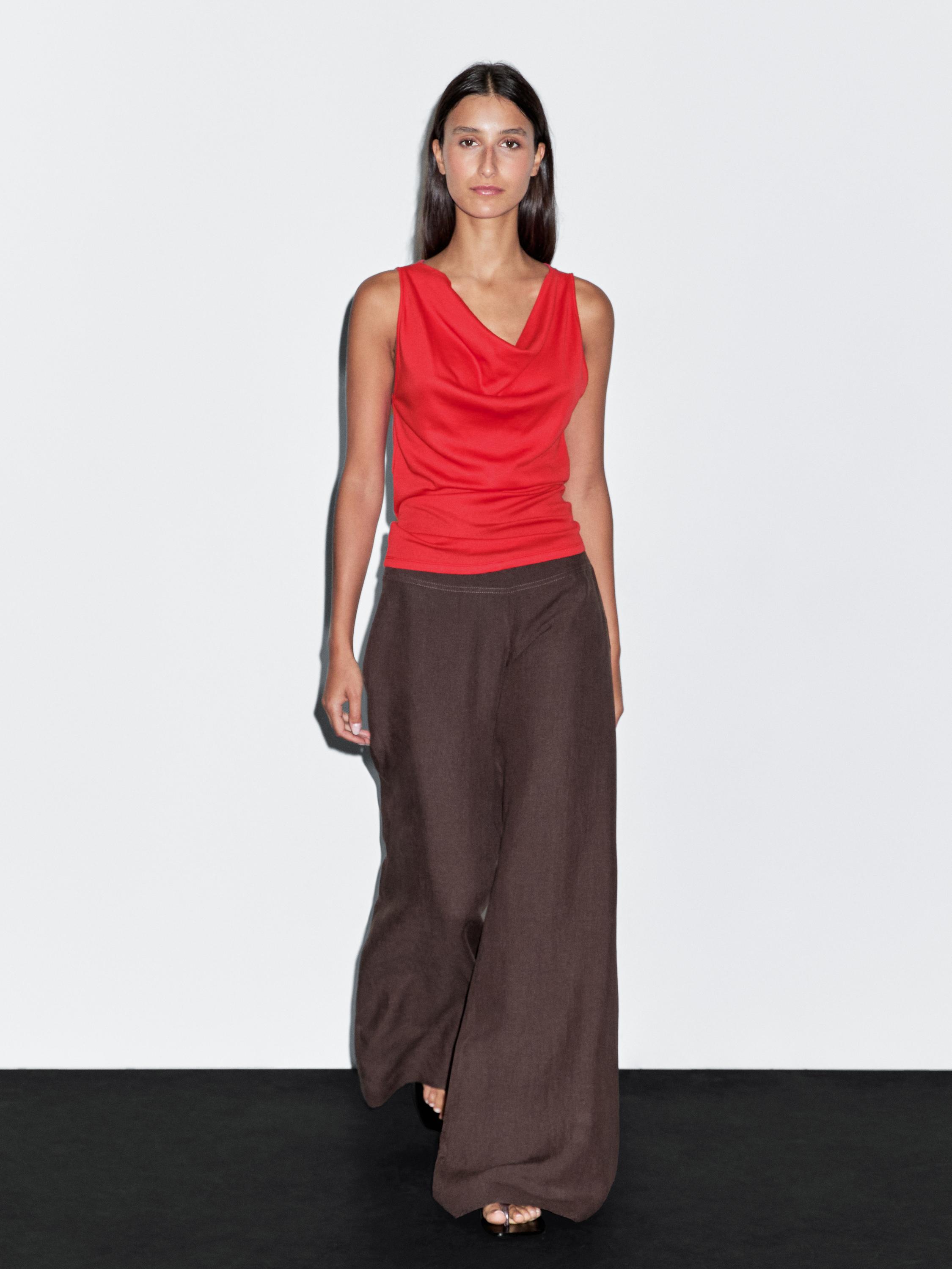 100% cotton top with draped neckline