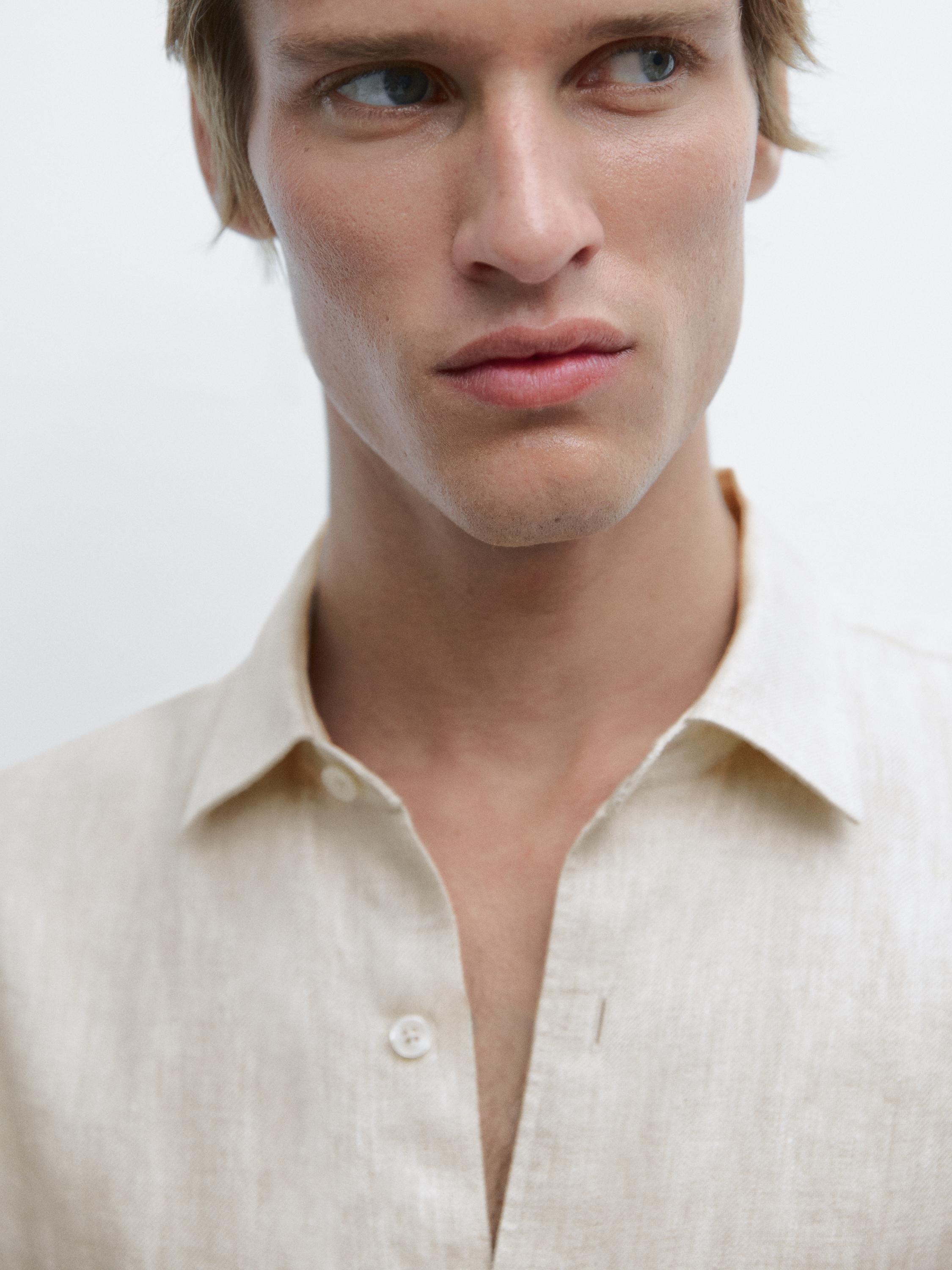 Faded linen regular fit shirt