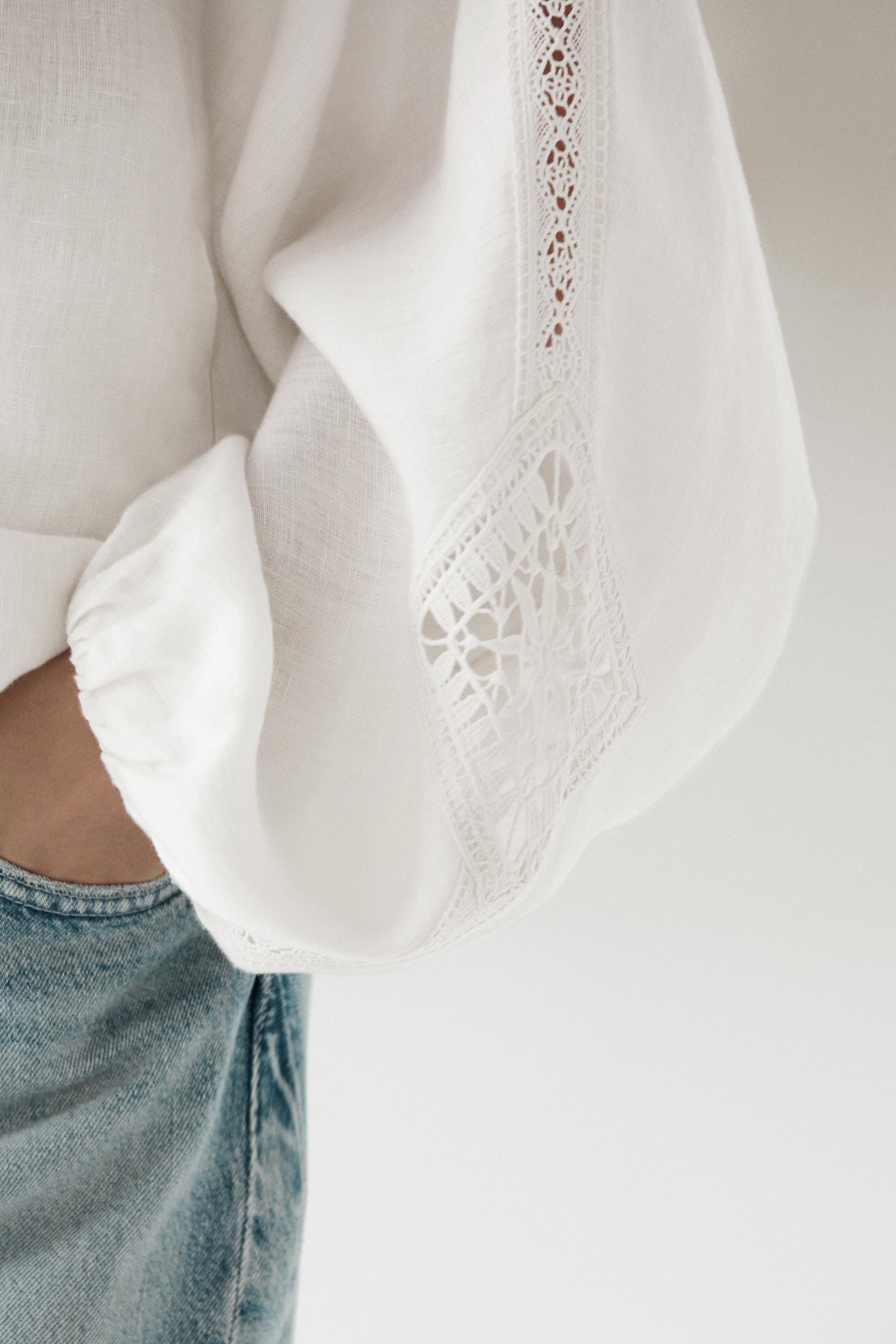 100% linen bomber jacket with embroidered detail — WHITE
