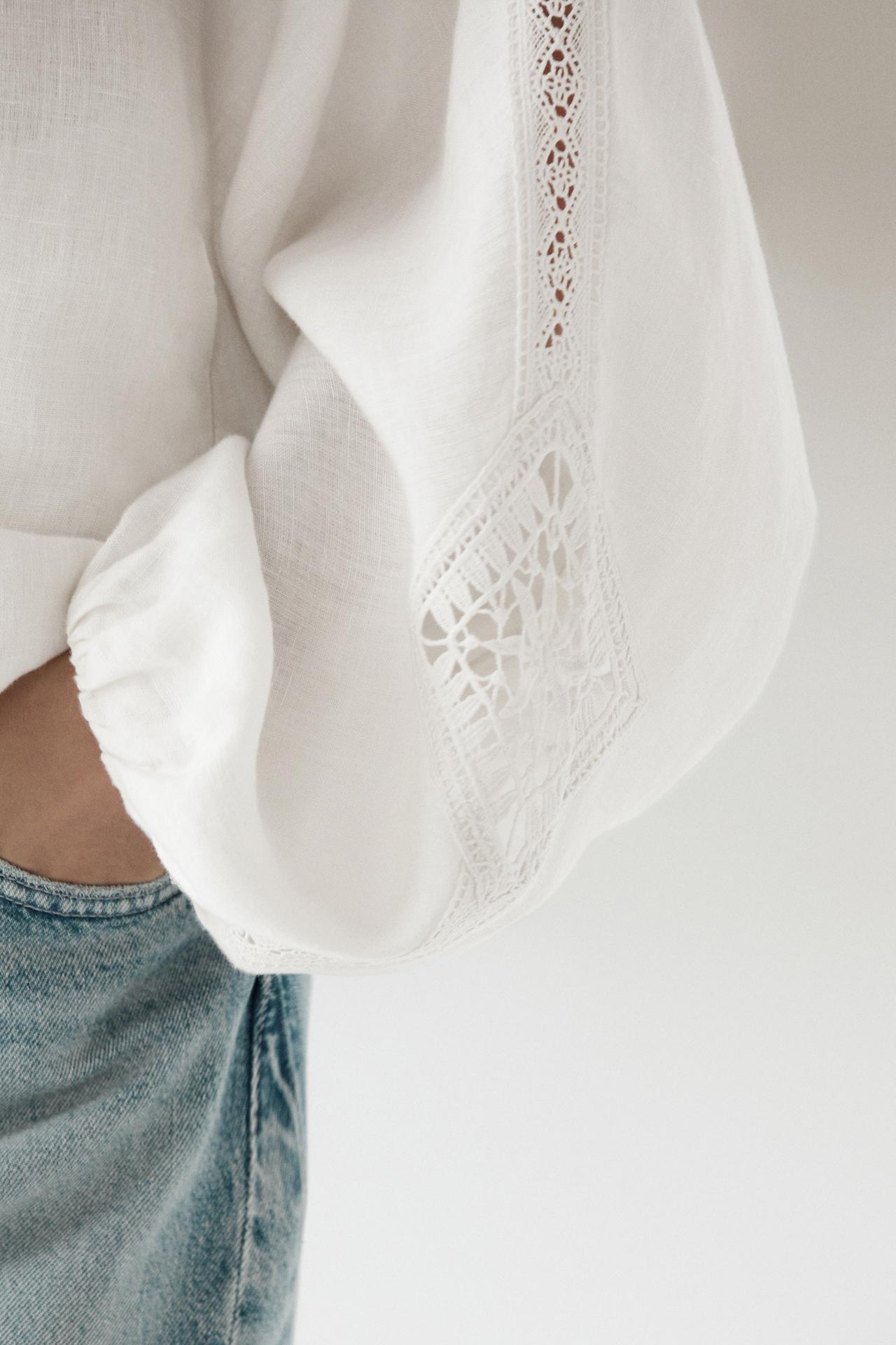 100% linen bomber jacket with embroidered detail — WHITE