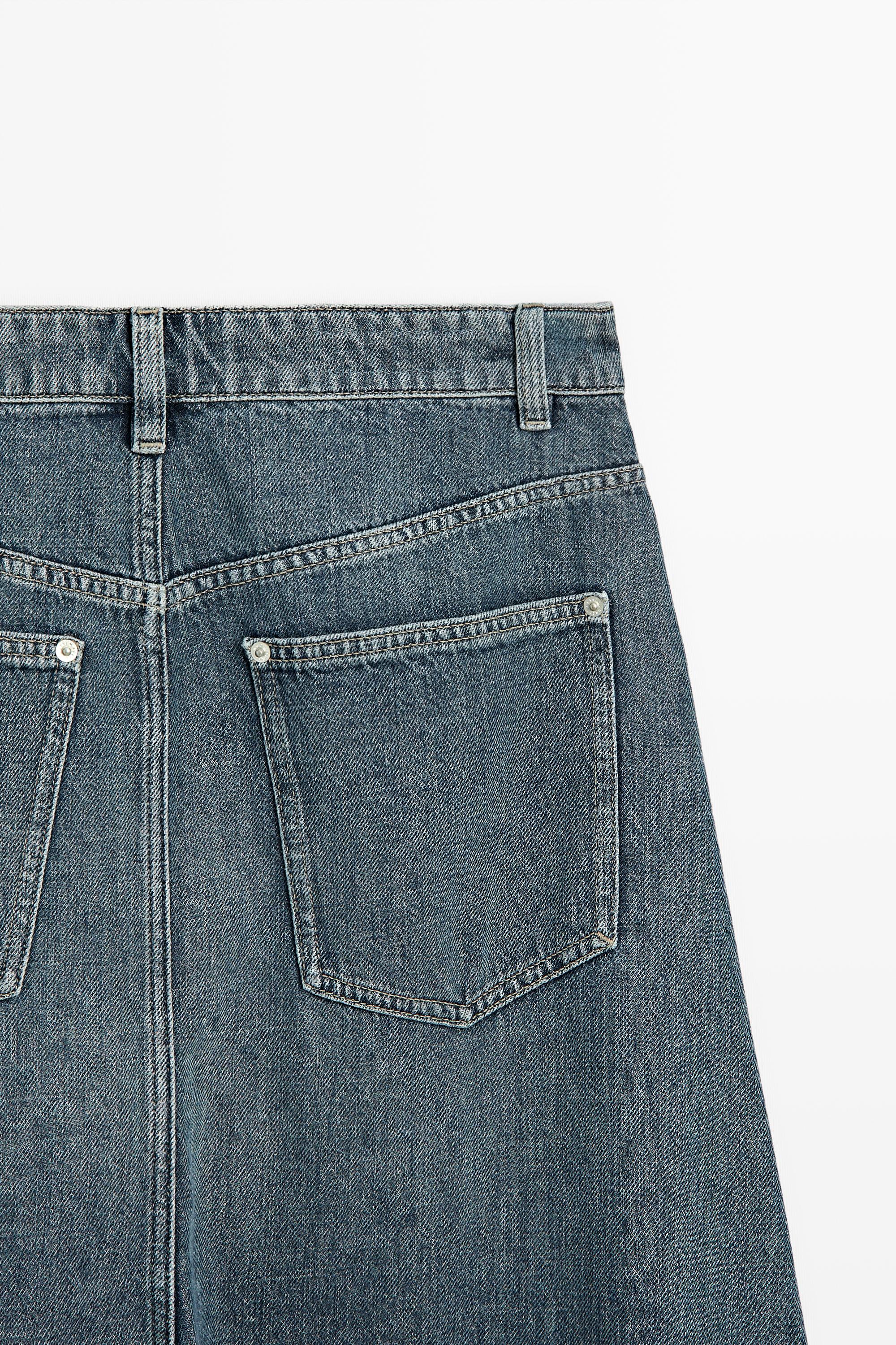 Flare fit denim midi skirt — MEDIUM BLUE