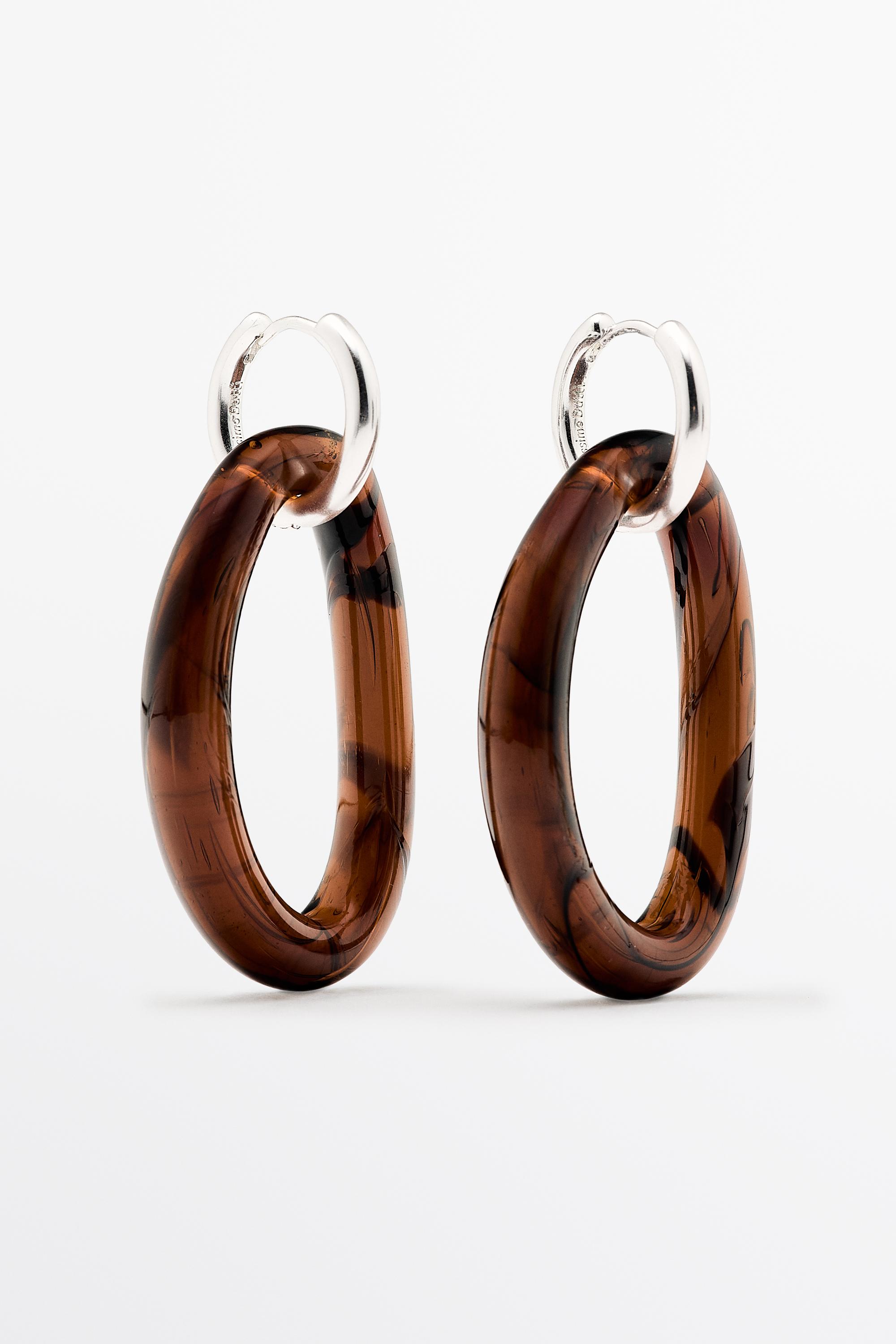 Glass hoop earrings — Caramel