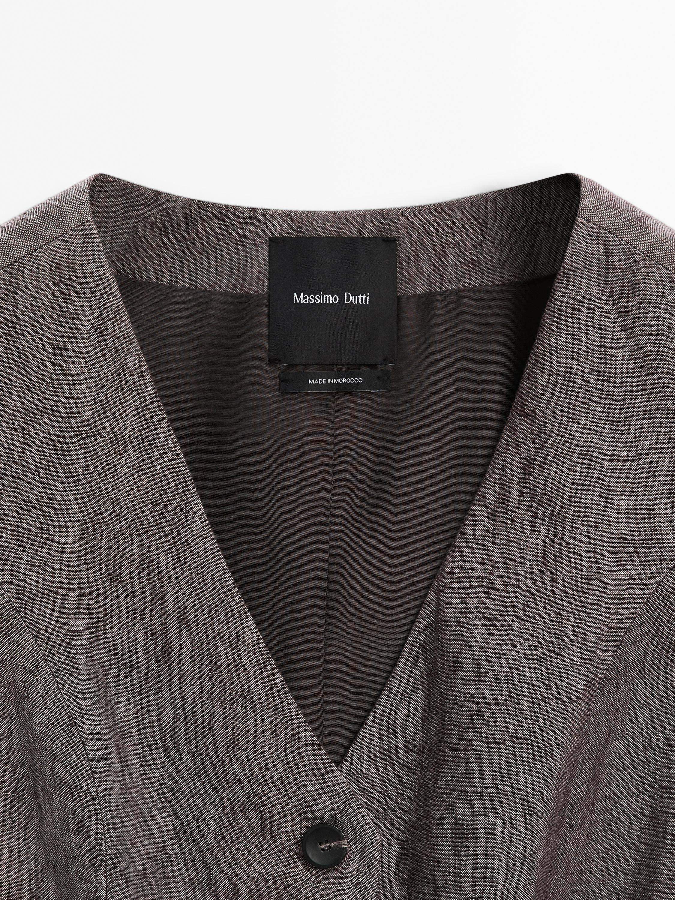 Waistcoat marbled linen lacing detail