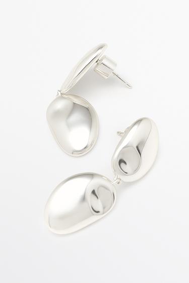 Metallic piece dangle earrings — SILVER 5