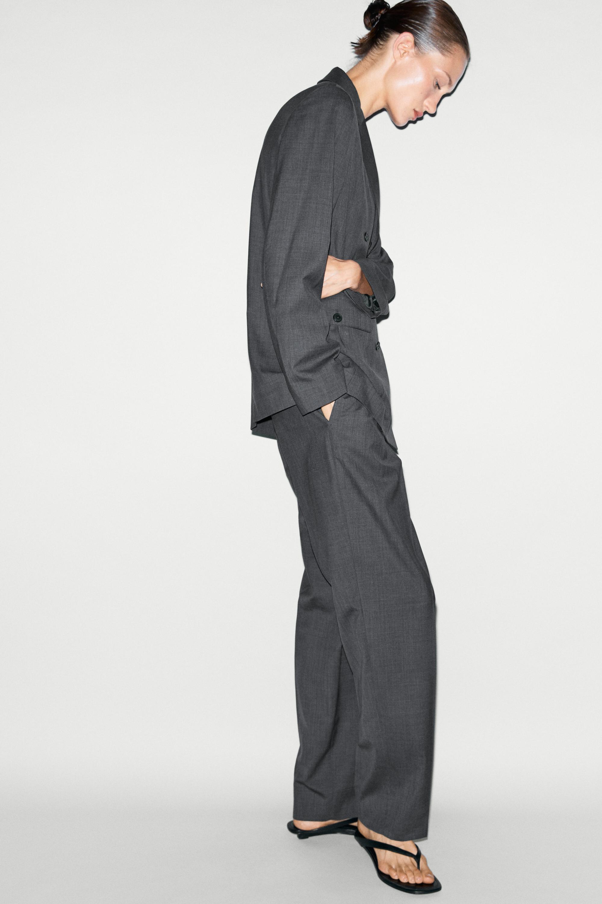 Double-breasted blazer with pocket detail — DARK GREY