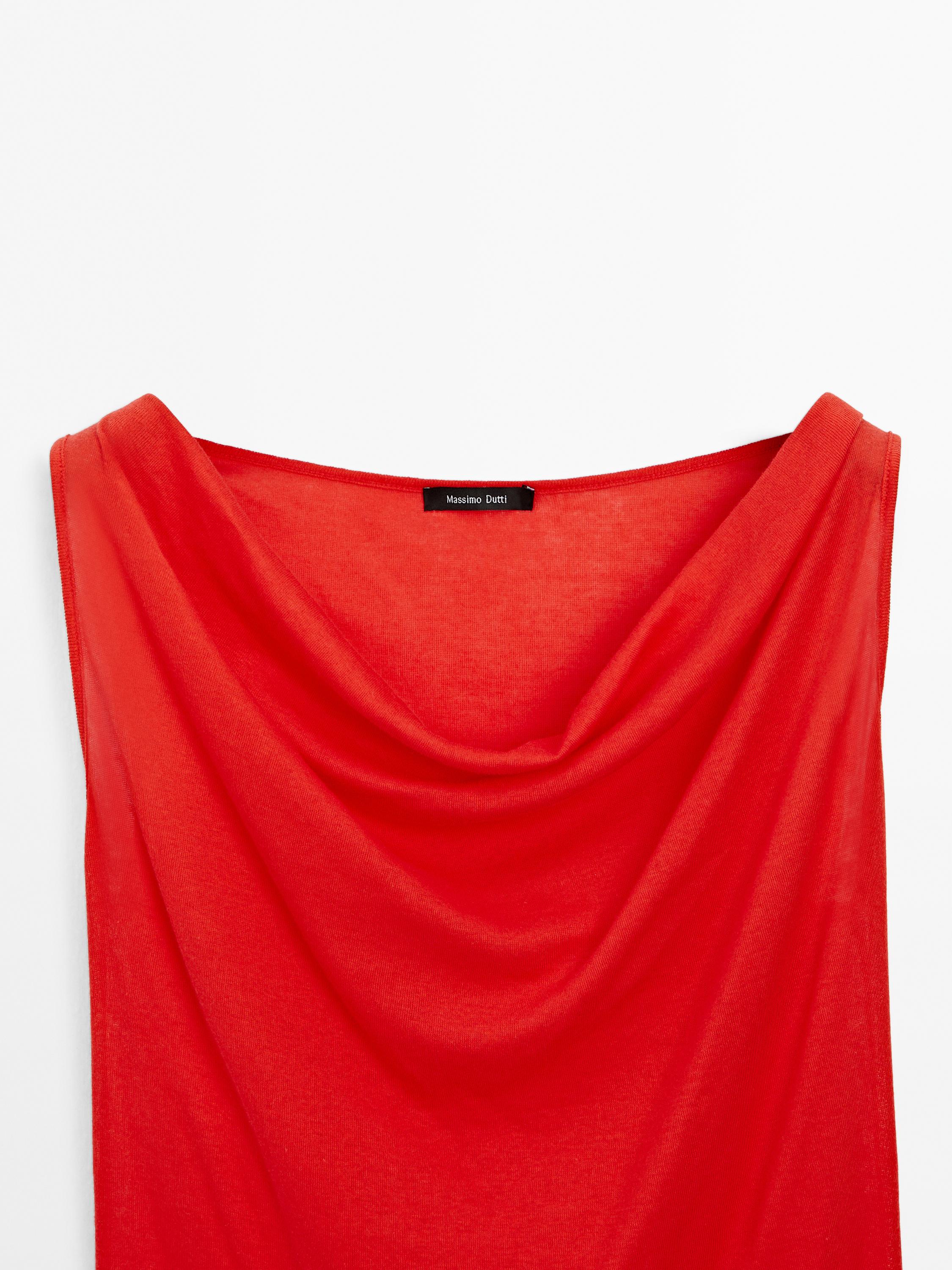 100% cotton top with draped neckline