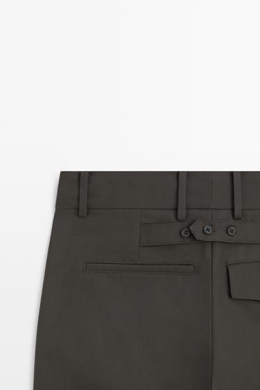 100% cotton carrot fit pants — MOLE BROWN 9