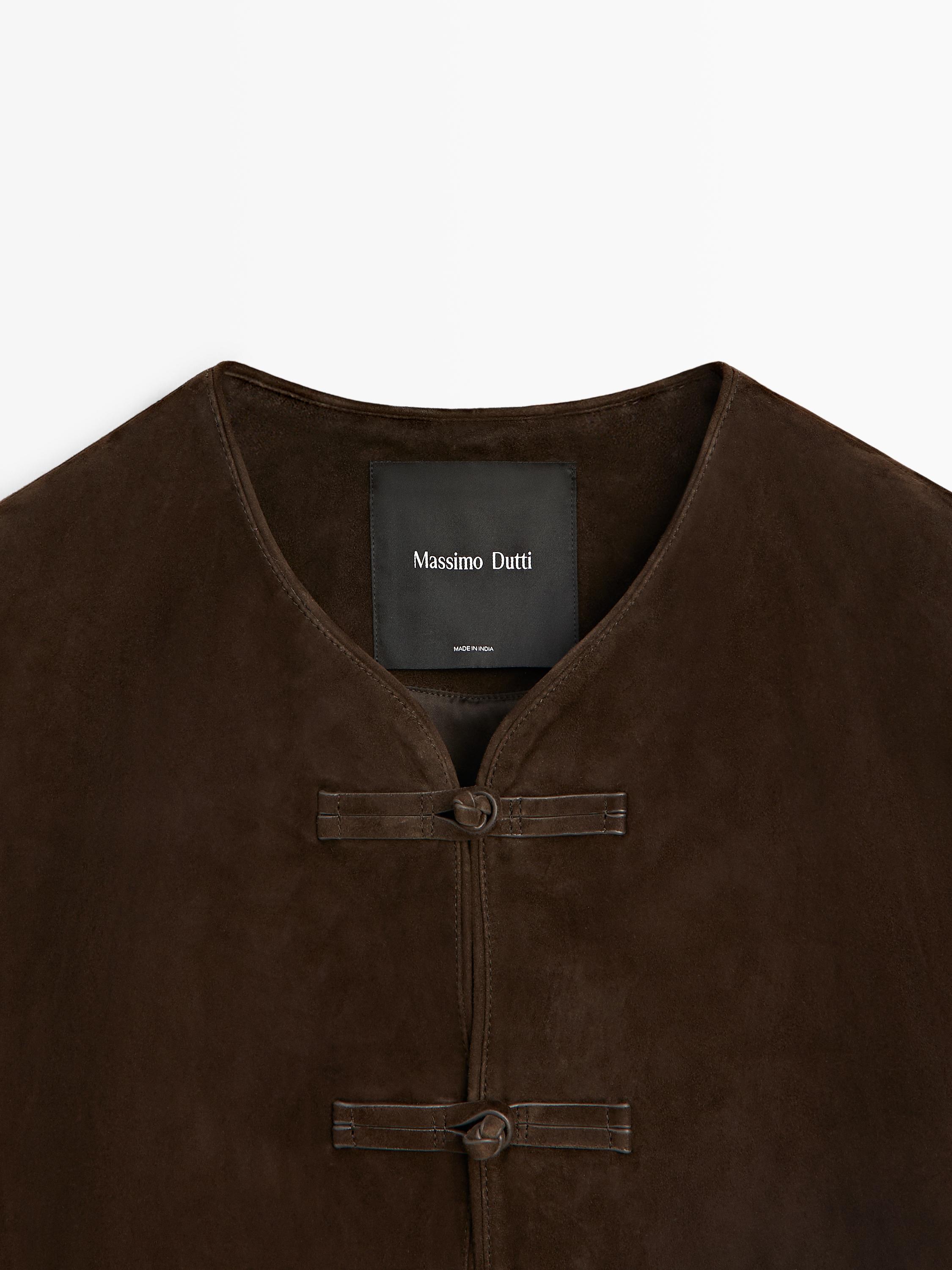 Short suede leather jacket — BROWN