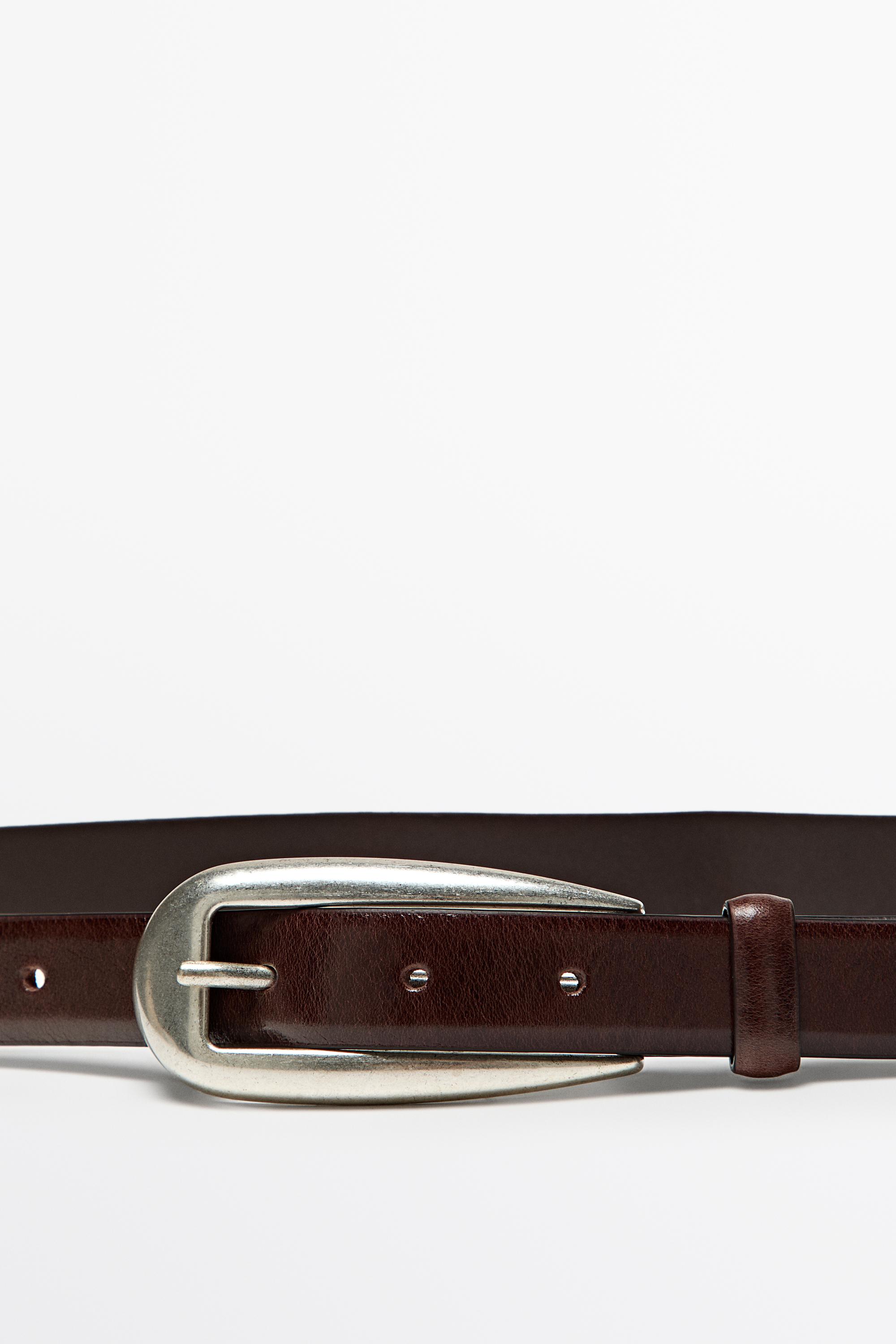 Ceinture en cuir nappa à boucle arrondie