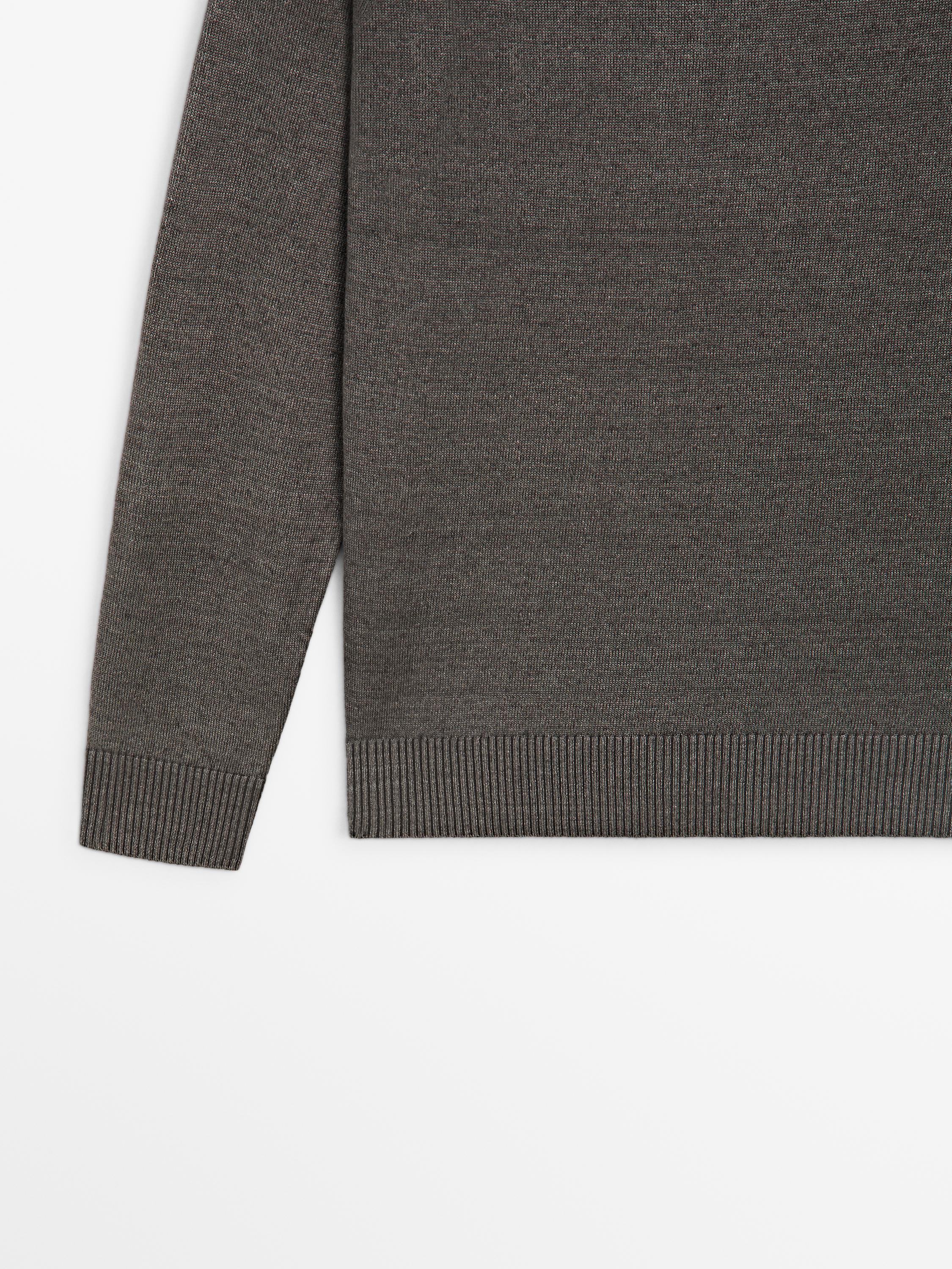 Cotton blend knit sweater — Greyish green