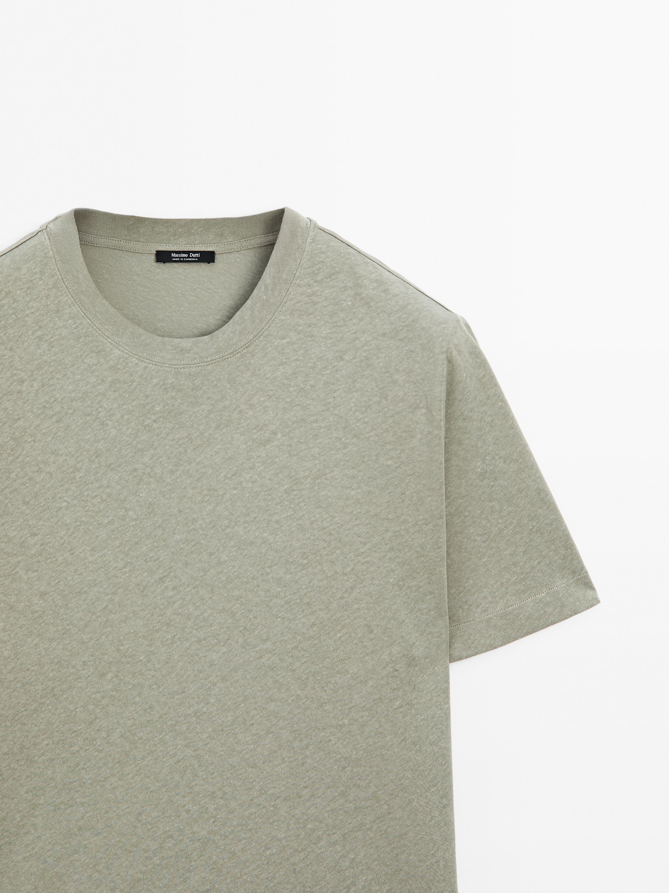 Tričko s krátkým rukávem ze lněné směsi